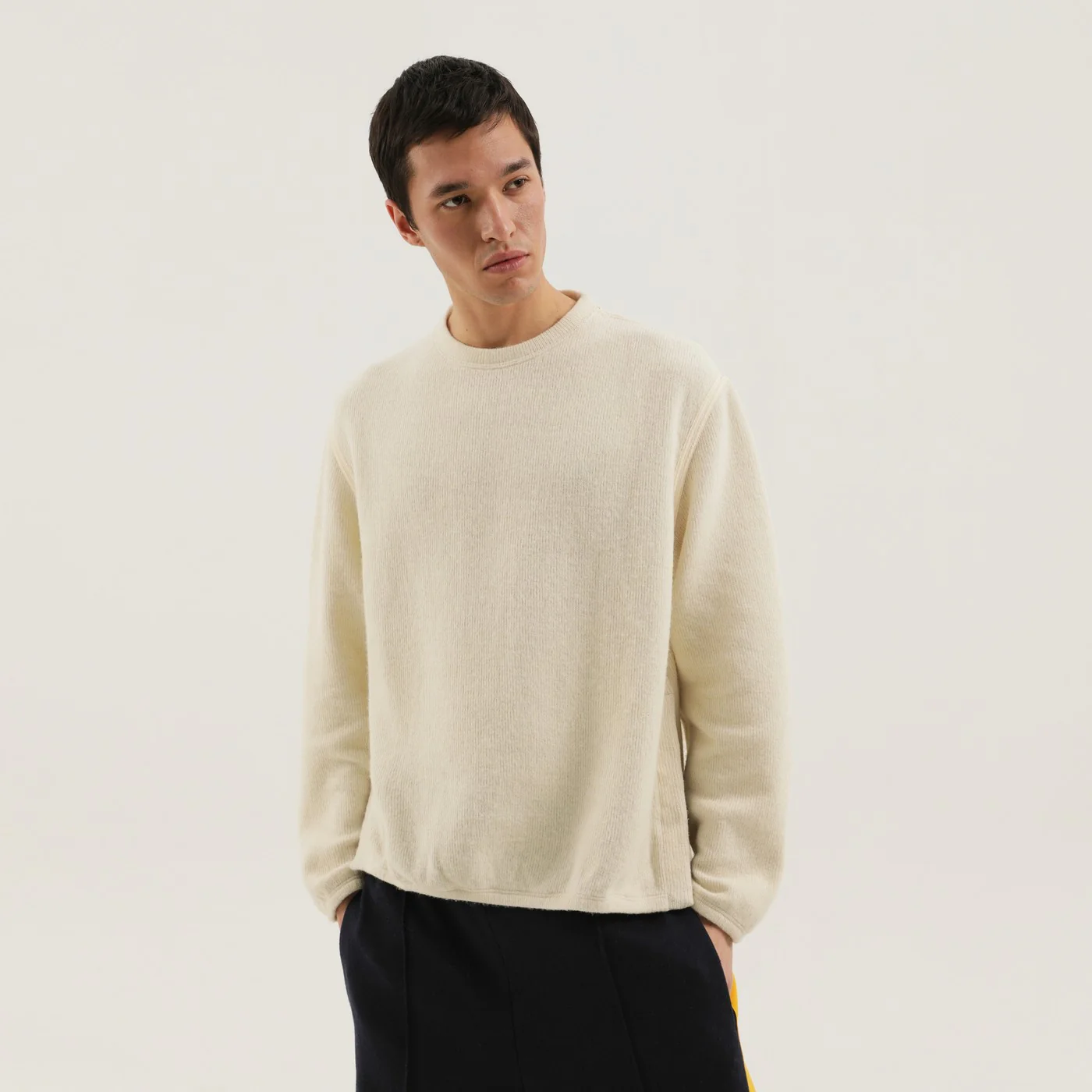 1989 STUDIO White ribbed sweater with slits