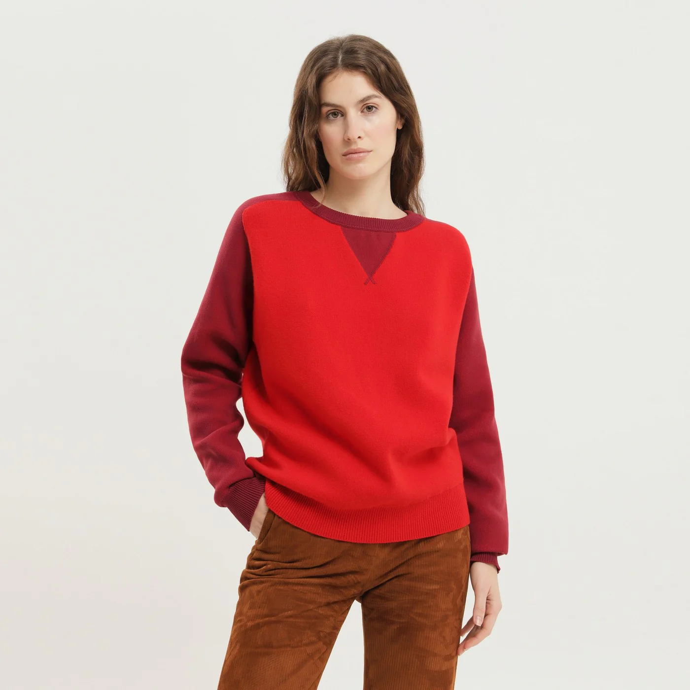1989 STUDIO Color block crew neck sweater