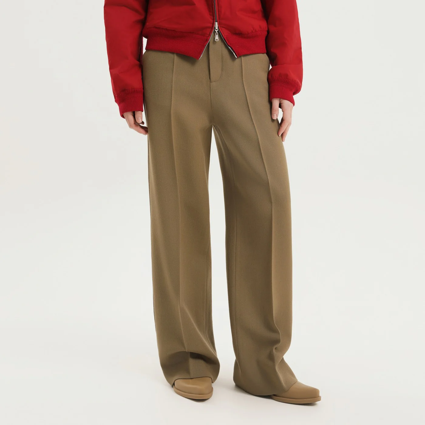 1989 STUDIO Olive green straight leg wool pants