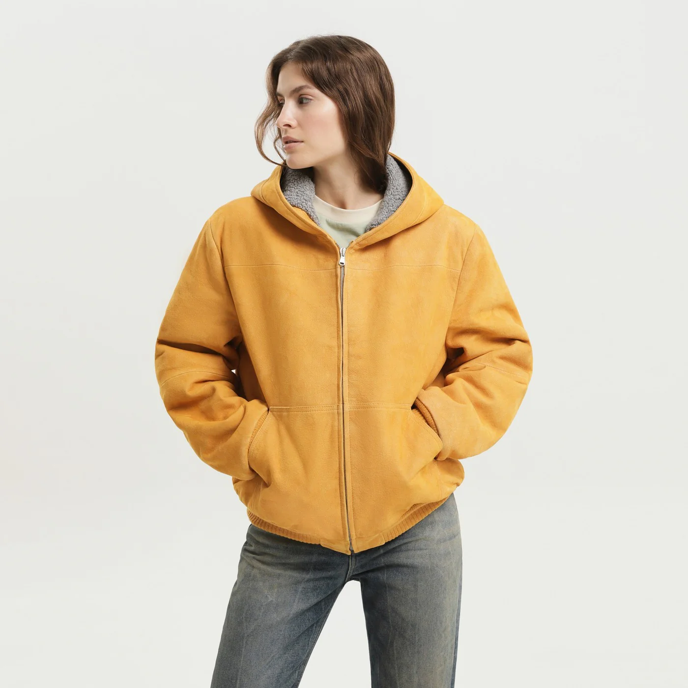 1989 STUDIO Yellow suede hoodie