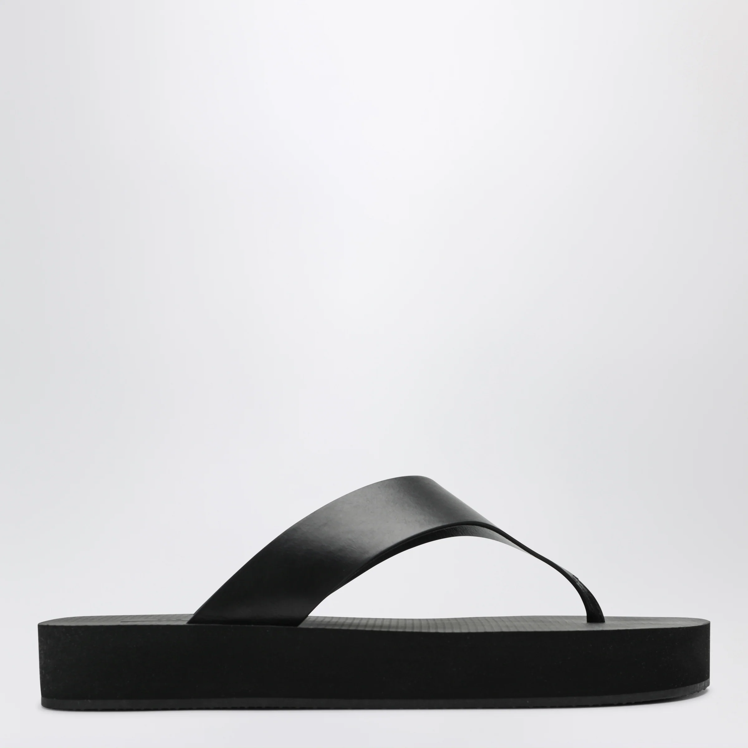 The Row Black Dune leather flip-flops