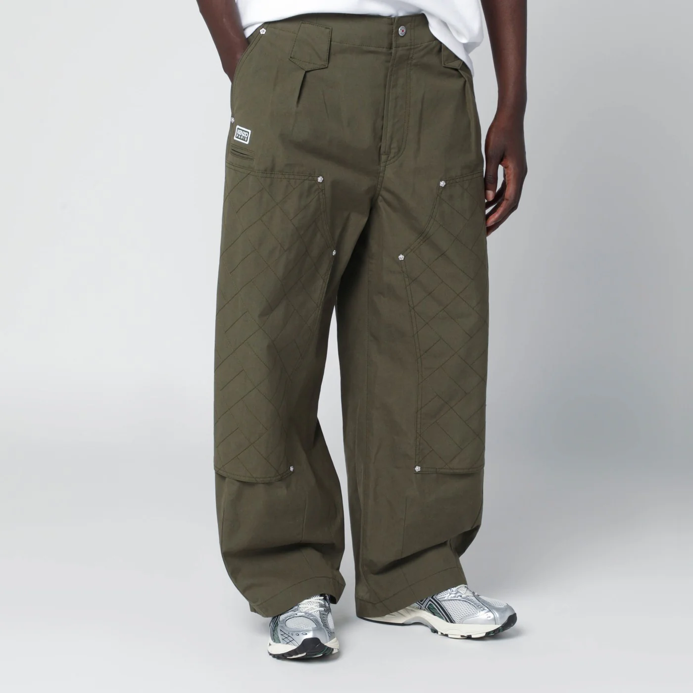KENZO Khaki green cotton trousers