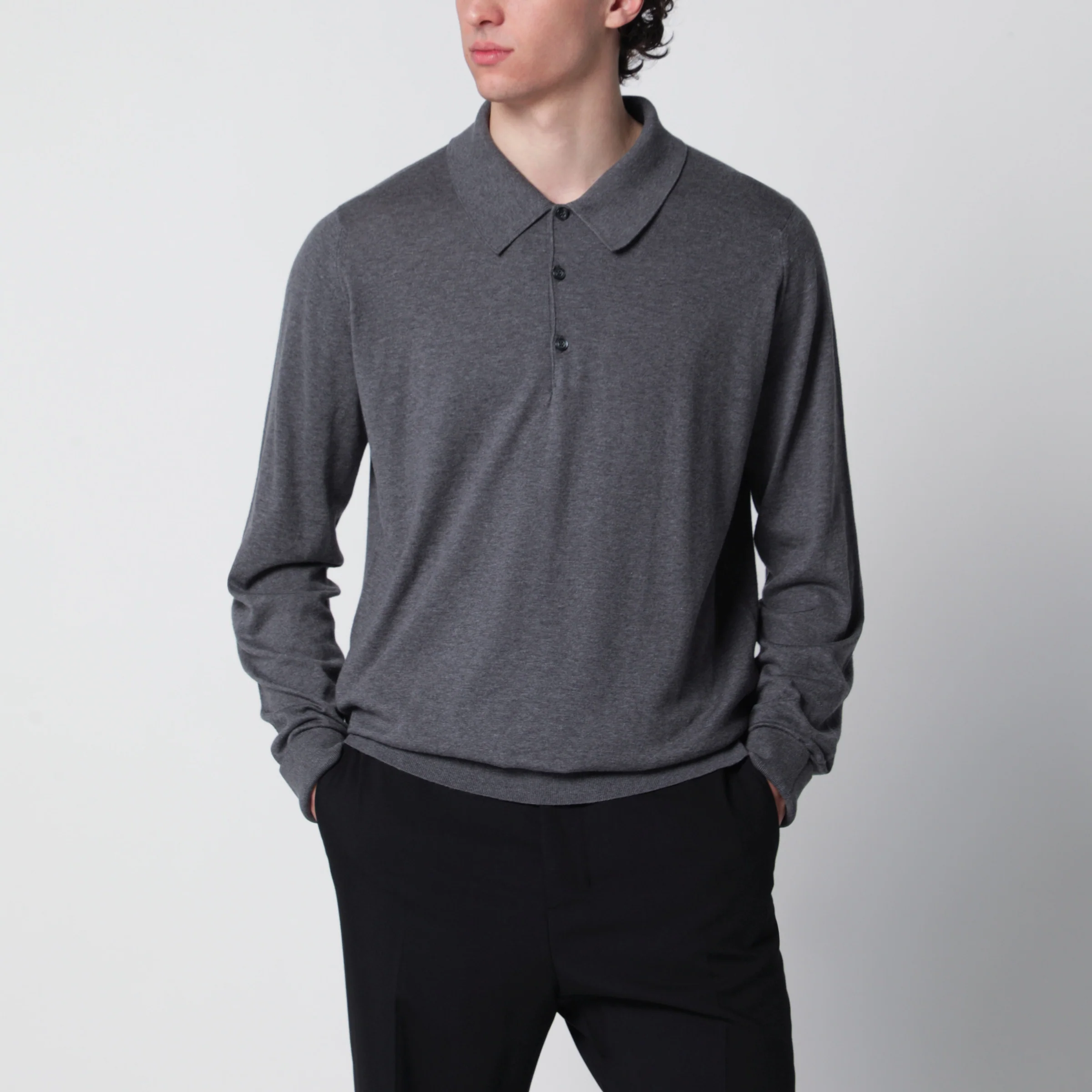 JOHN SMEDLEY Gray Finchley polo in cotton