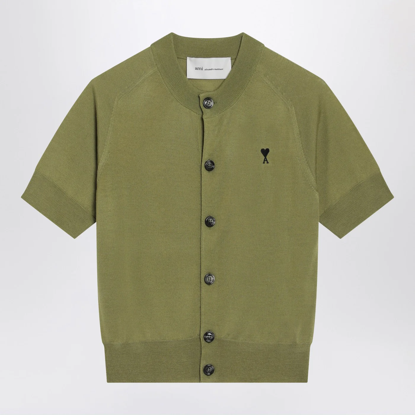 Ami Paris Matcha green Ami De Coeur wool cardigan