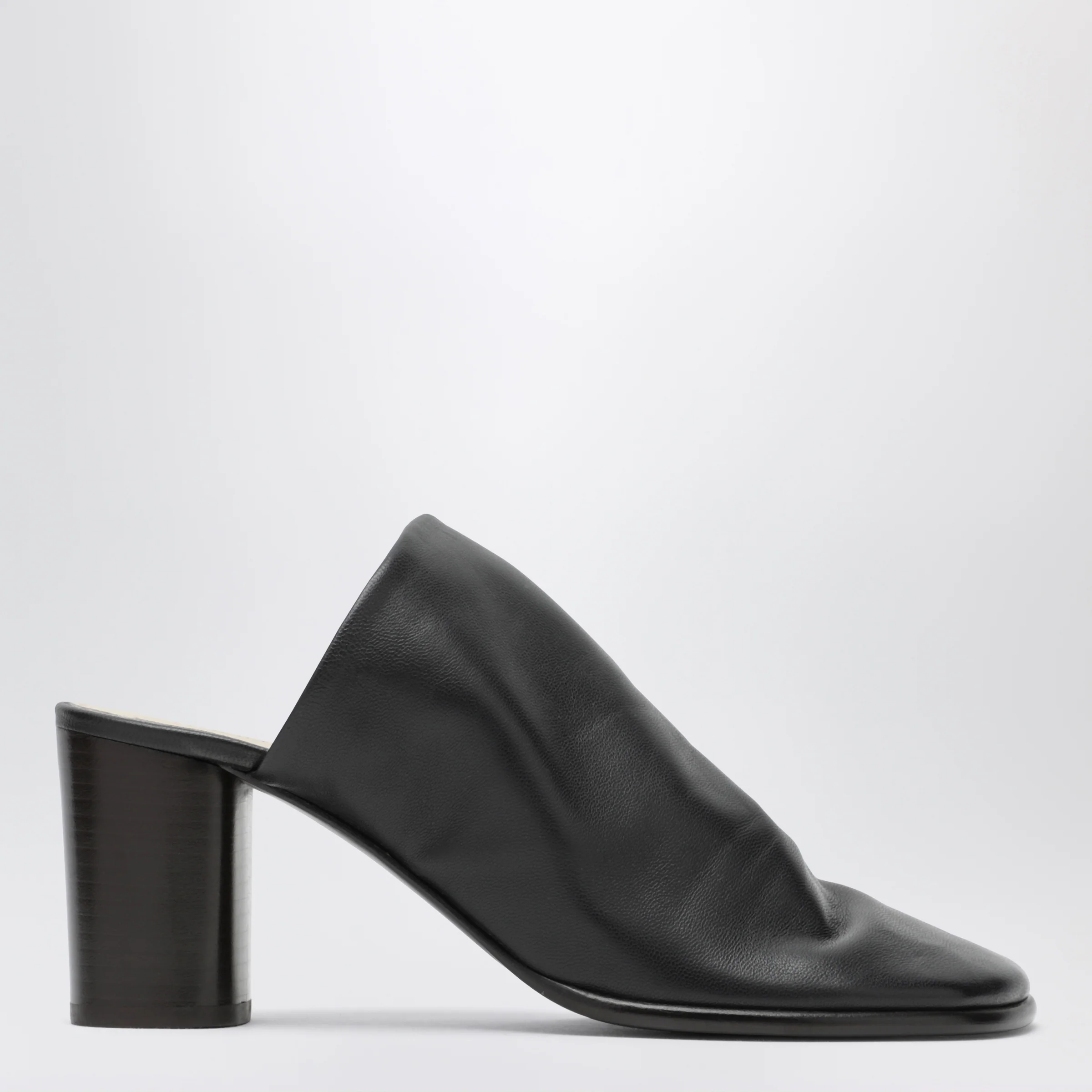 LEMAIRE Brown lambskin mules with block heel