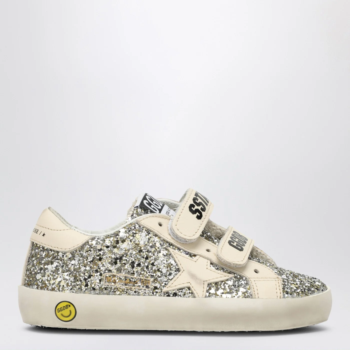 Golden Goose Old School sneaker in platinum/cream glitter