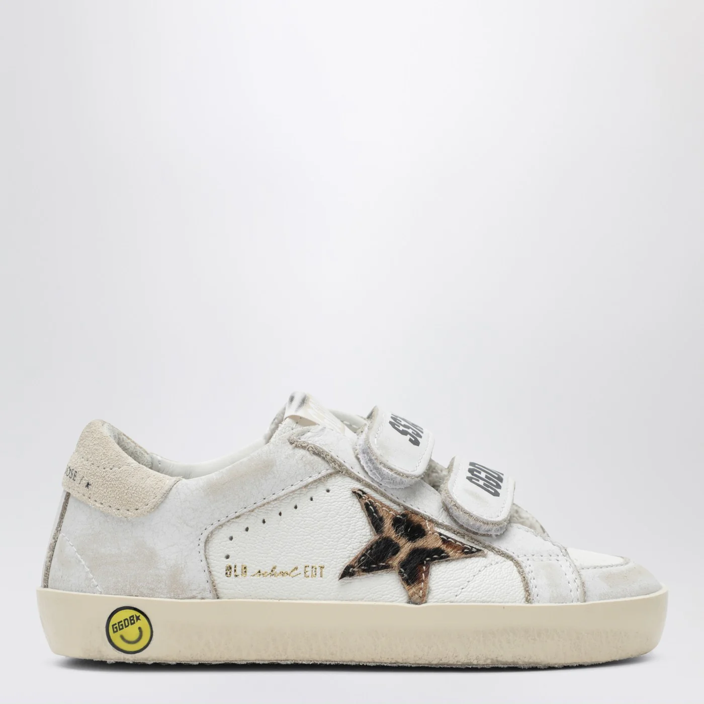 Golden Goose Old School Sneakers in white with leopard-print star