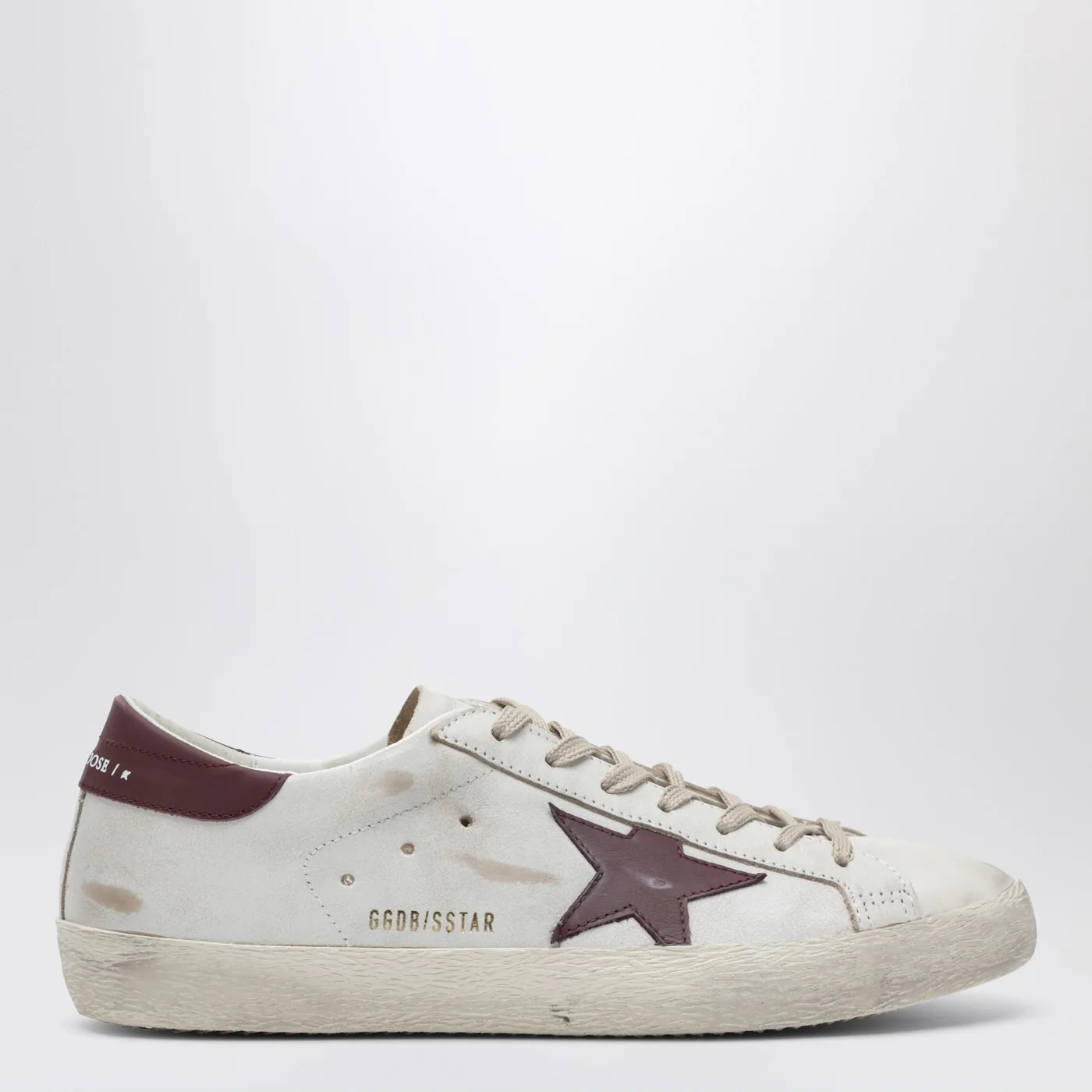 Golden Goose Super-star sneaker white/burgundy vintage effect