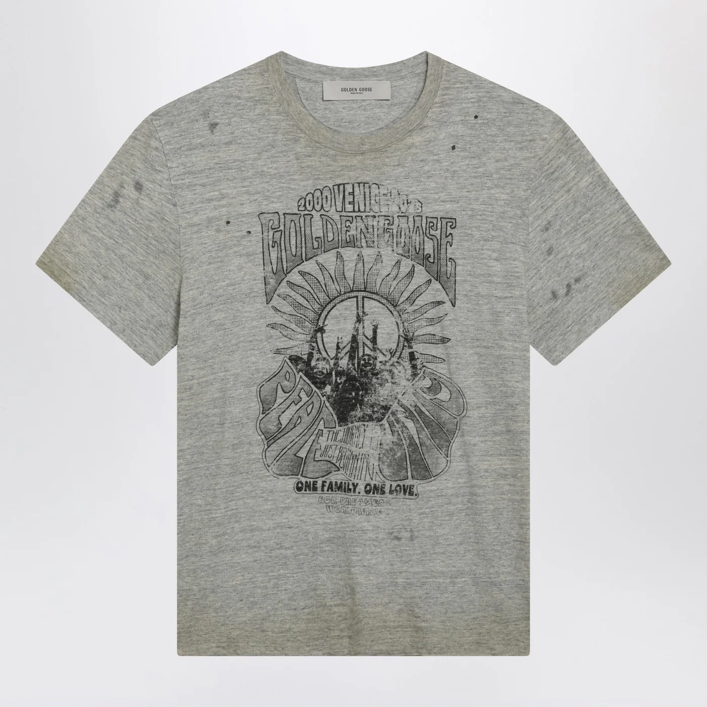 Golden Goose Grey vintage-effect T-shirt with print