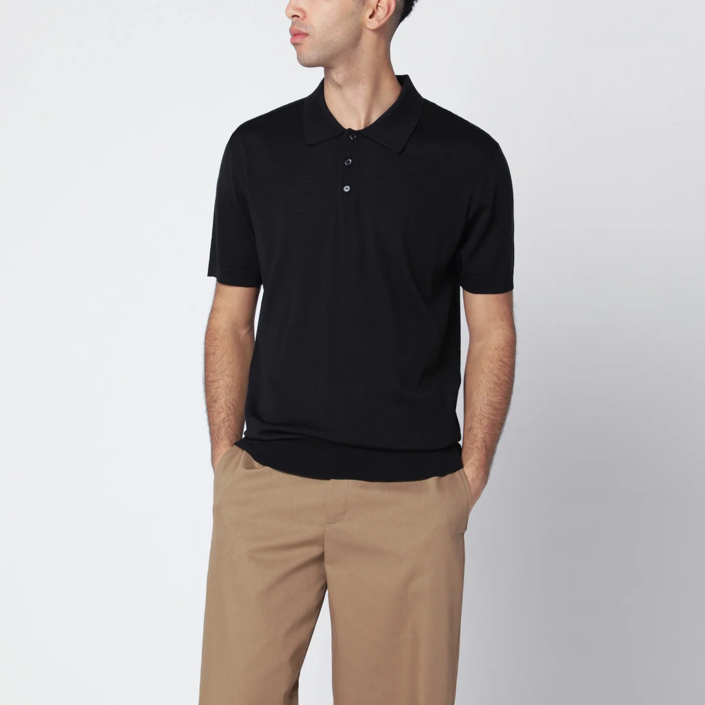 Golden Goose Black wool polo shirt
