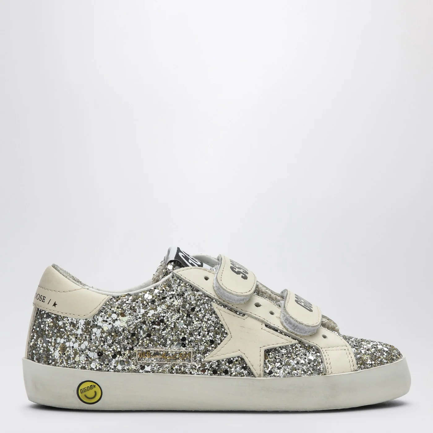 Golden Goose Old School sneaker in platinum/cream glitter