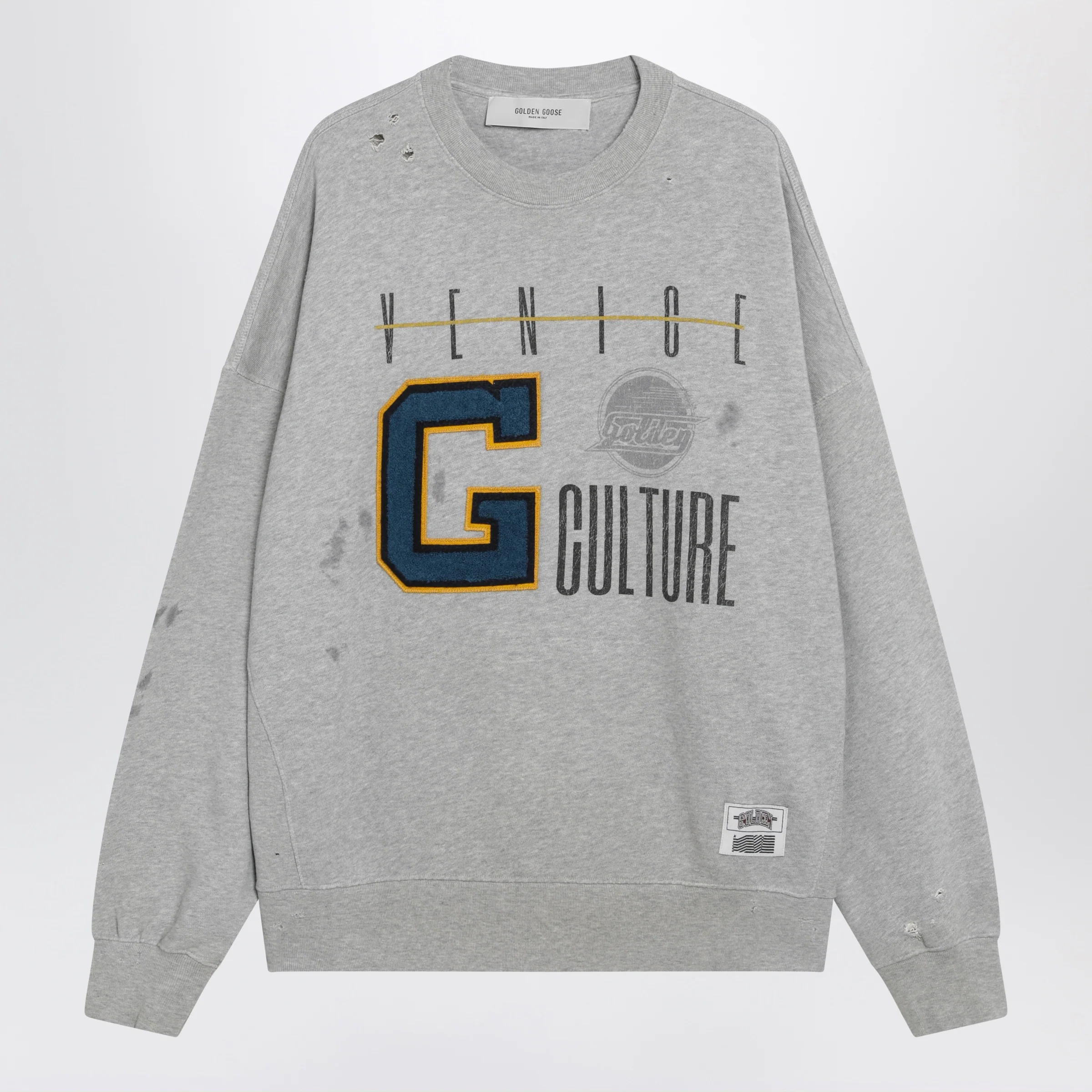 Golden Goose Grey sweatshirt with college logo graphic