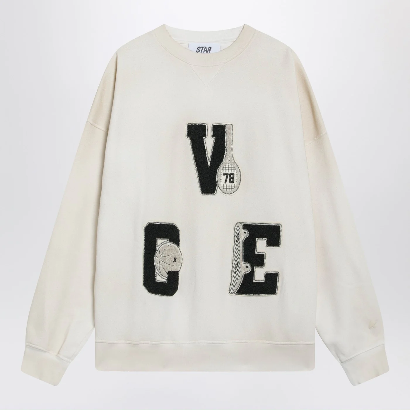 Golden Goose White crewneck sweatshirt with patches