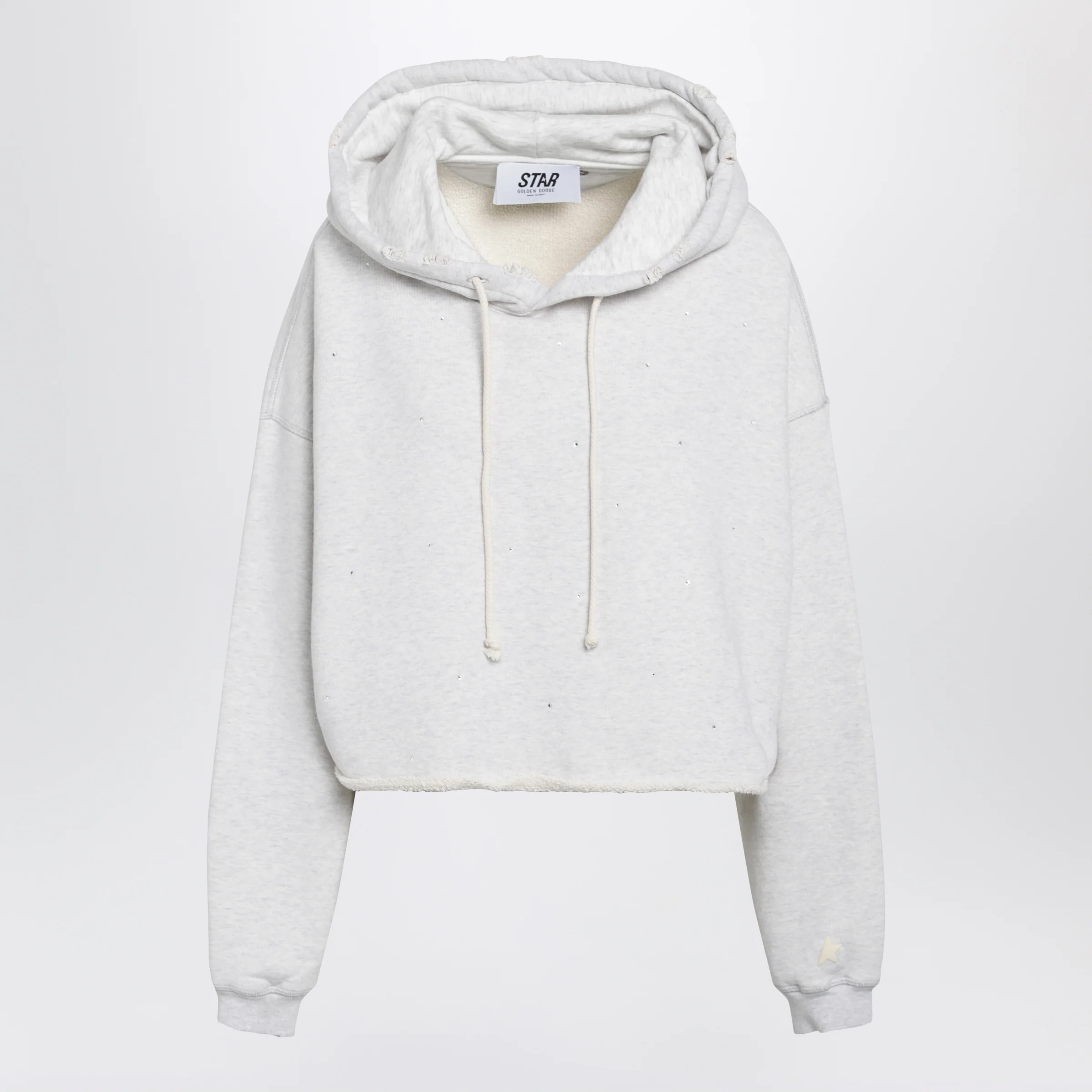 Golden Goose Star sweatshirt with crystal embroidery in grey cotton