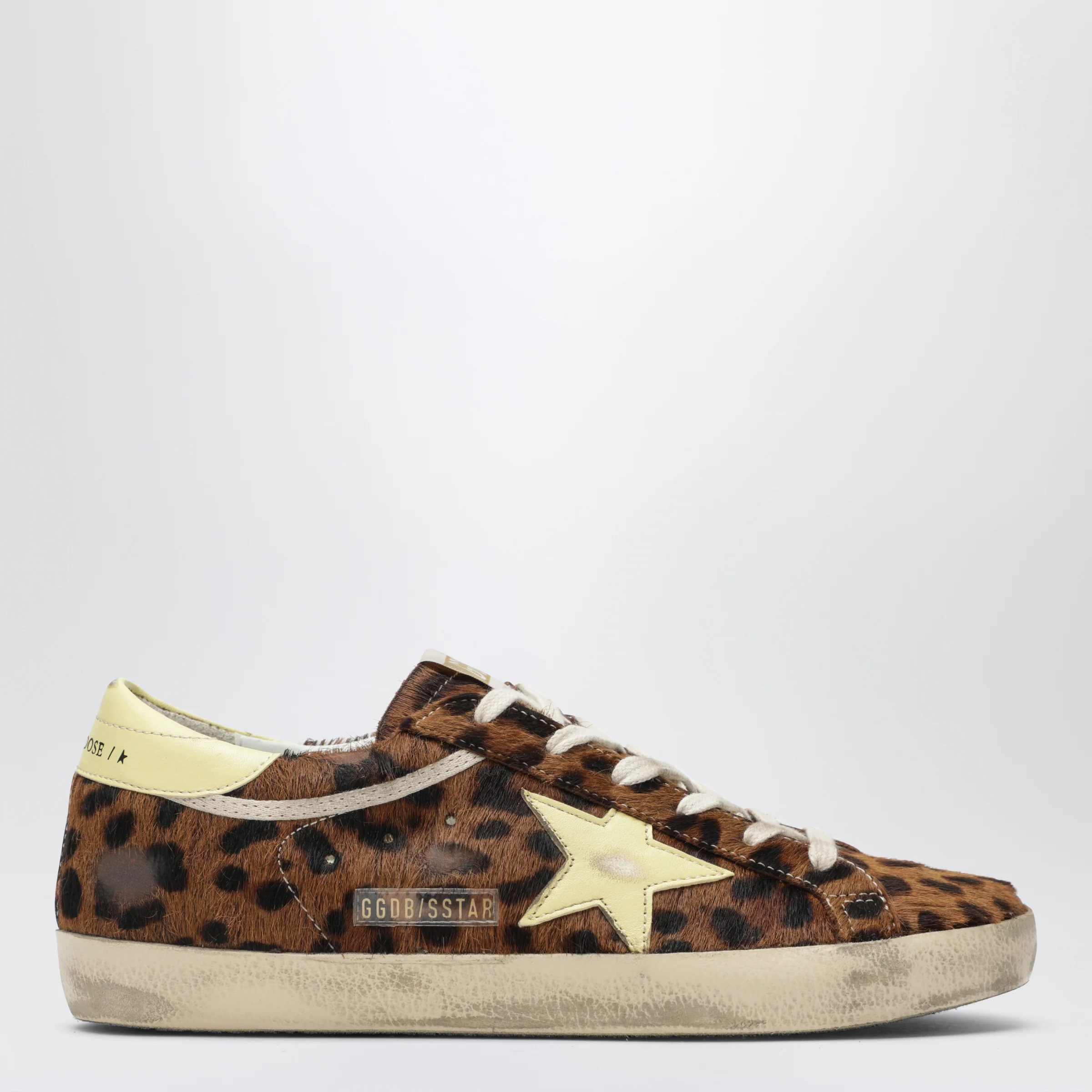 Golden Goose Super-star Sneakers in leopard-print pony hair