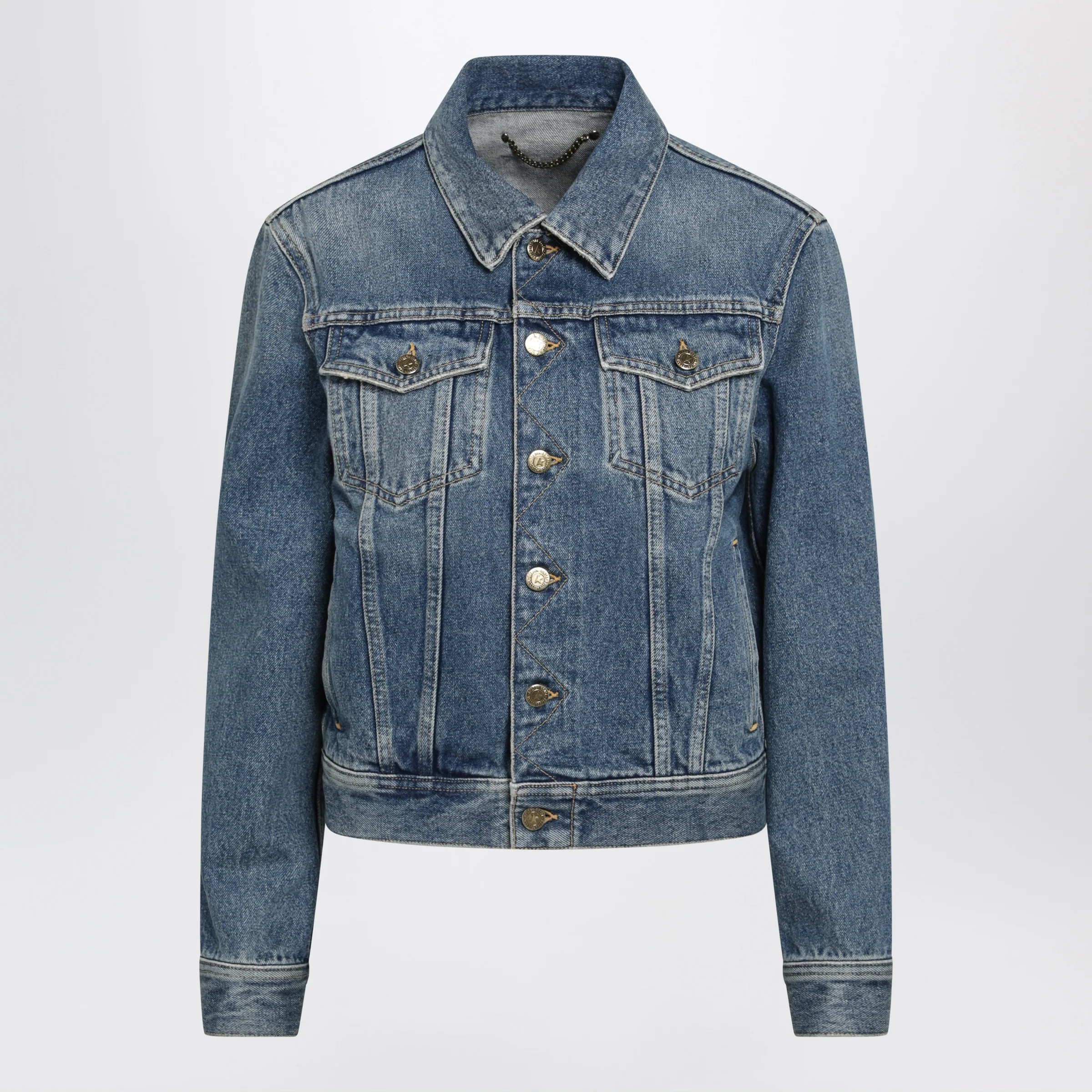 Golden Goose Blue denim jacket with classic collar and logo buttons
