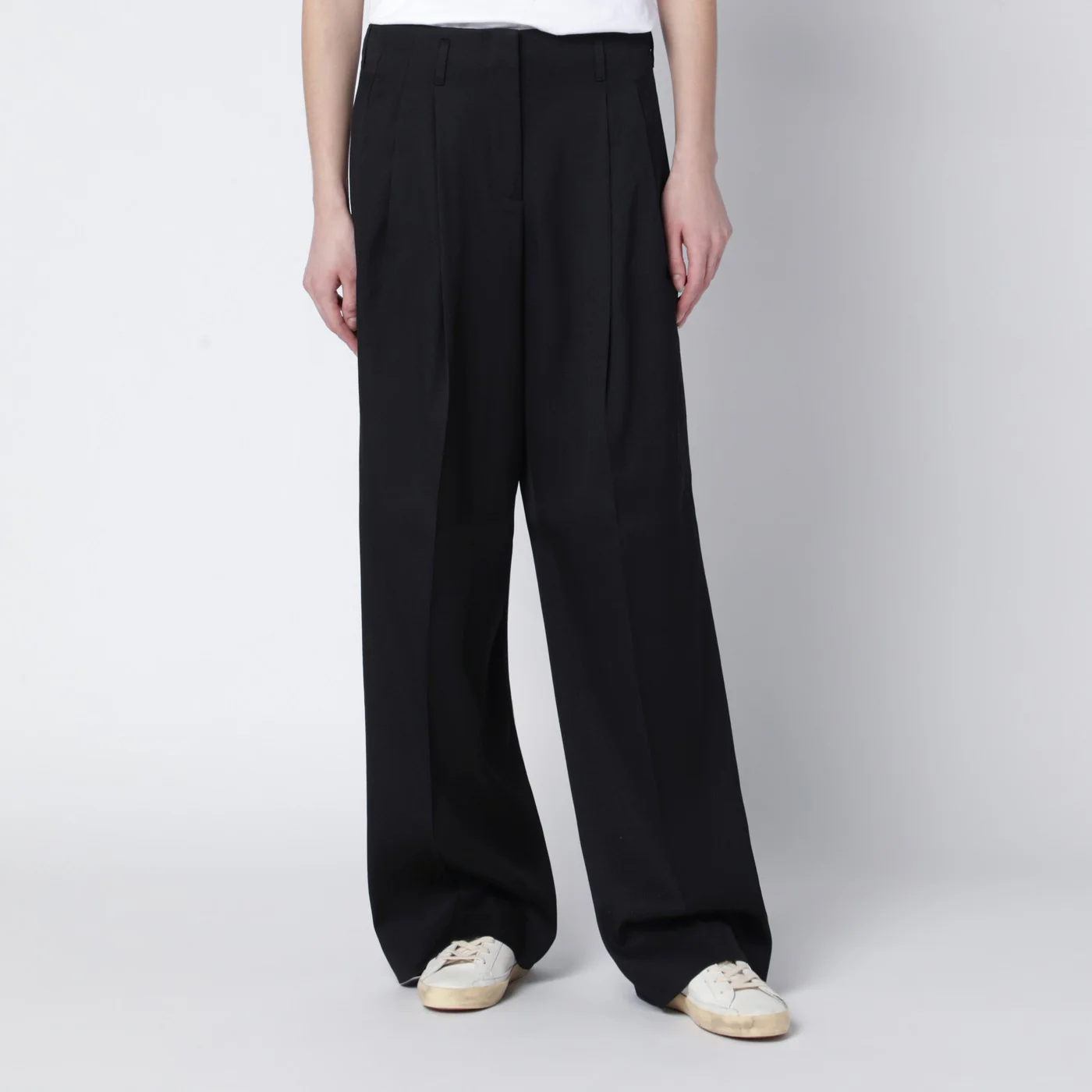 Golden Goose Wide black wool trousers