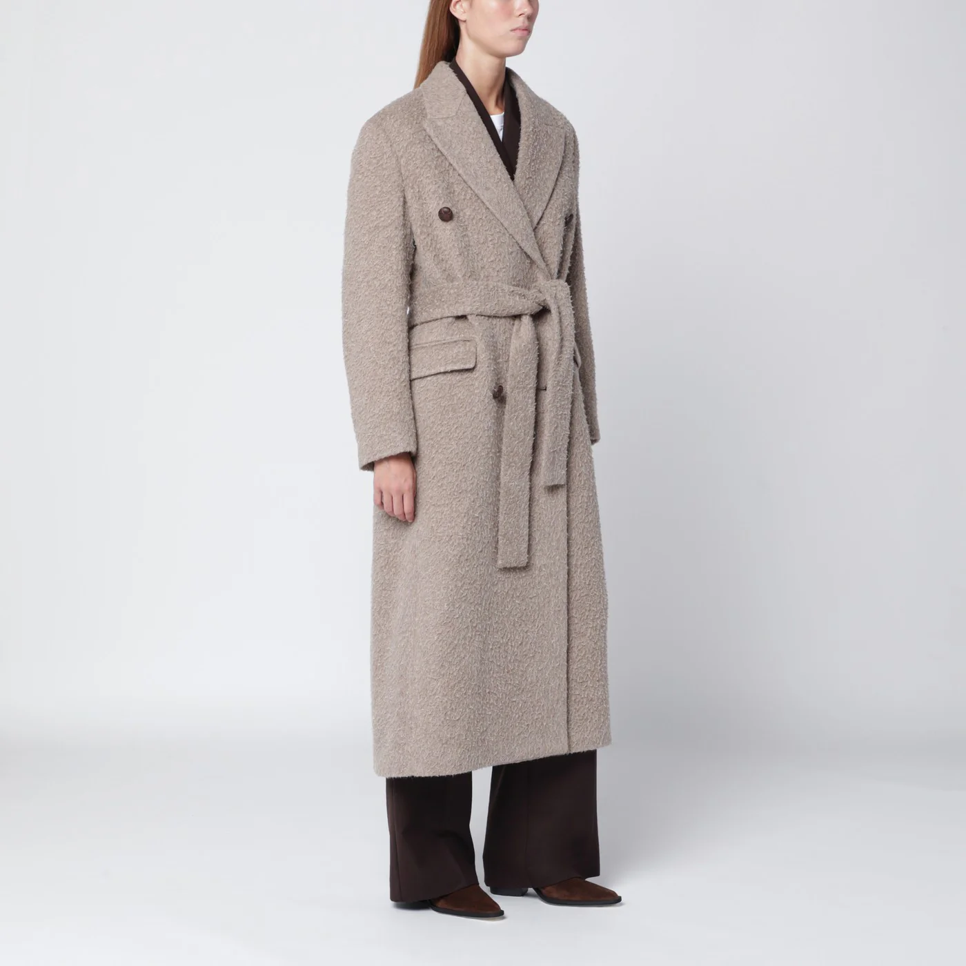 Golden Goose Greige wool-blend belted coat