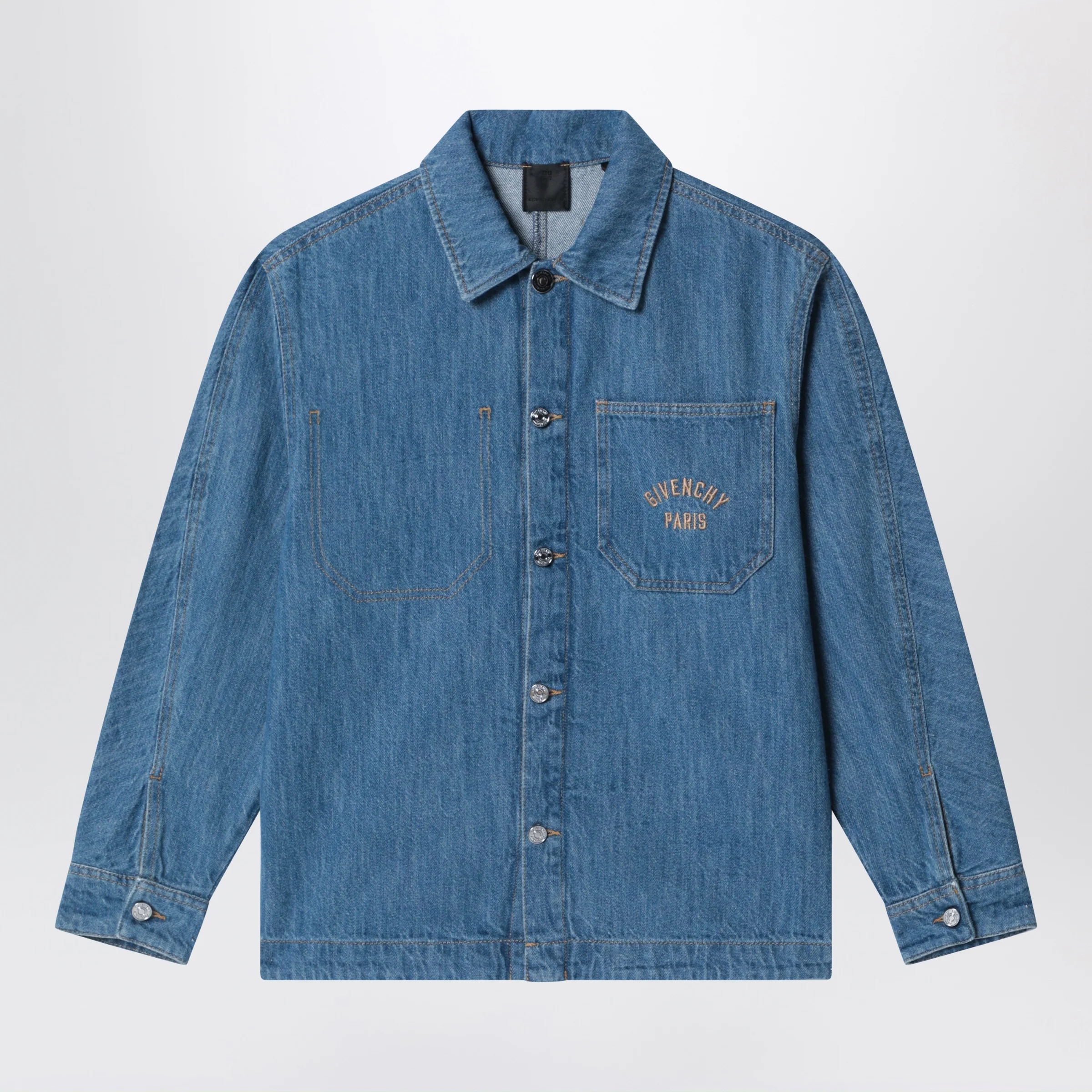 Givenchy Blue denim shirt with logo embroidery