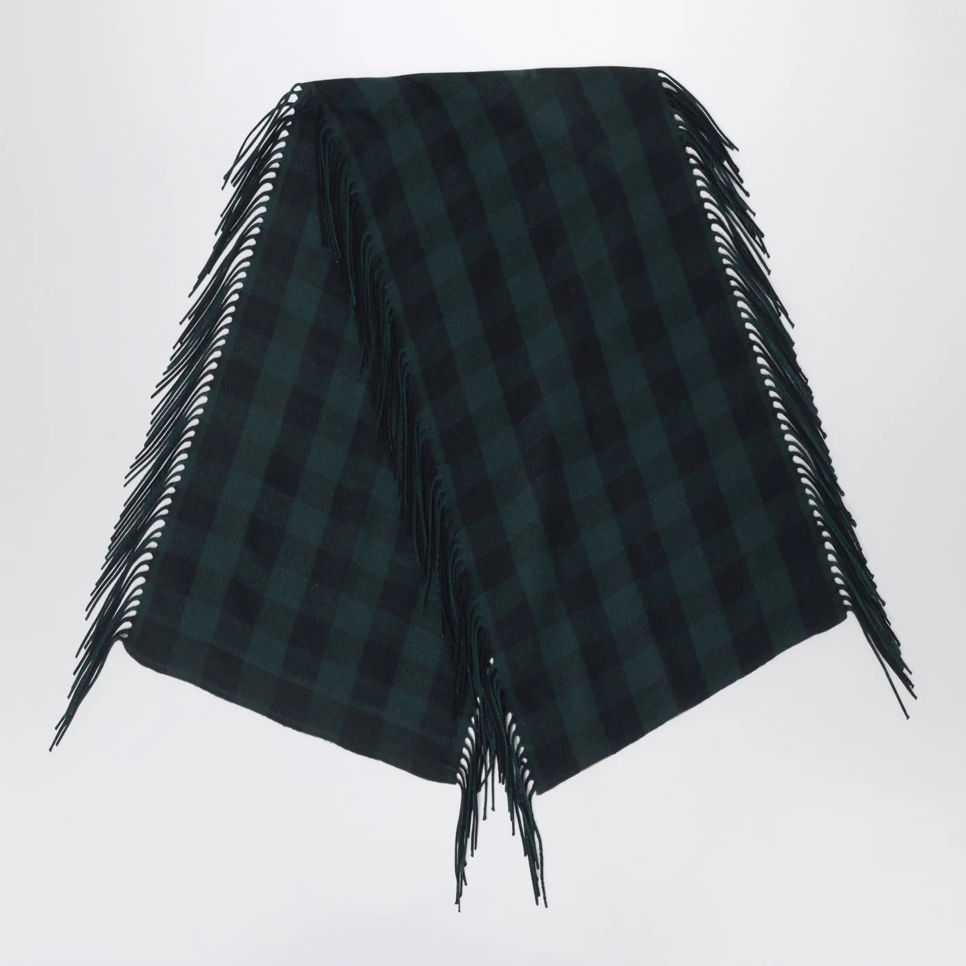 Destin British green check wool and cashmere shawl