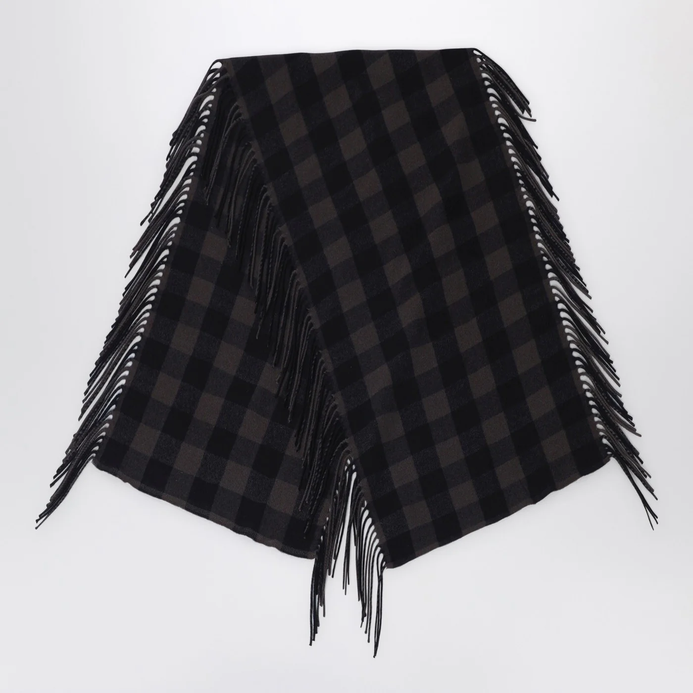 Destin Brown check wool and cashmere shawl