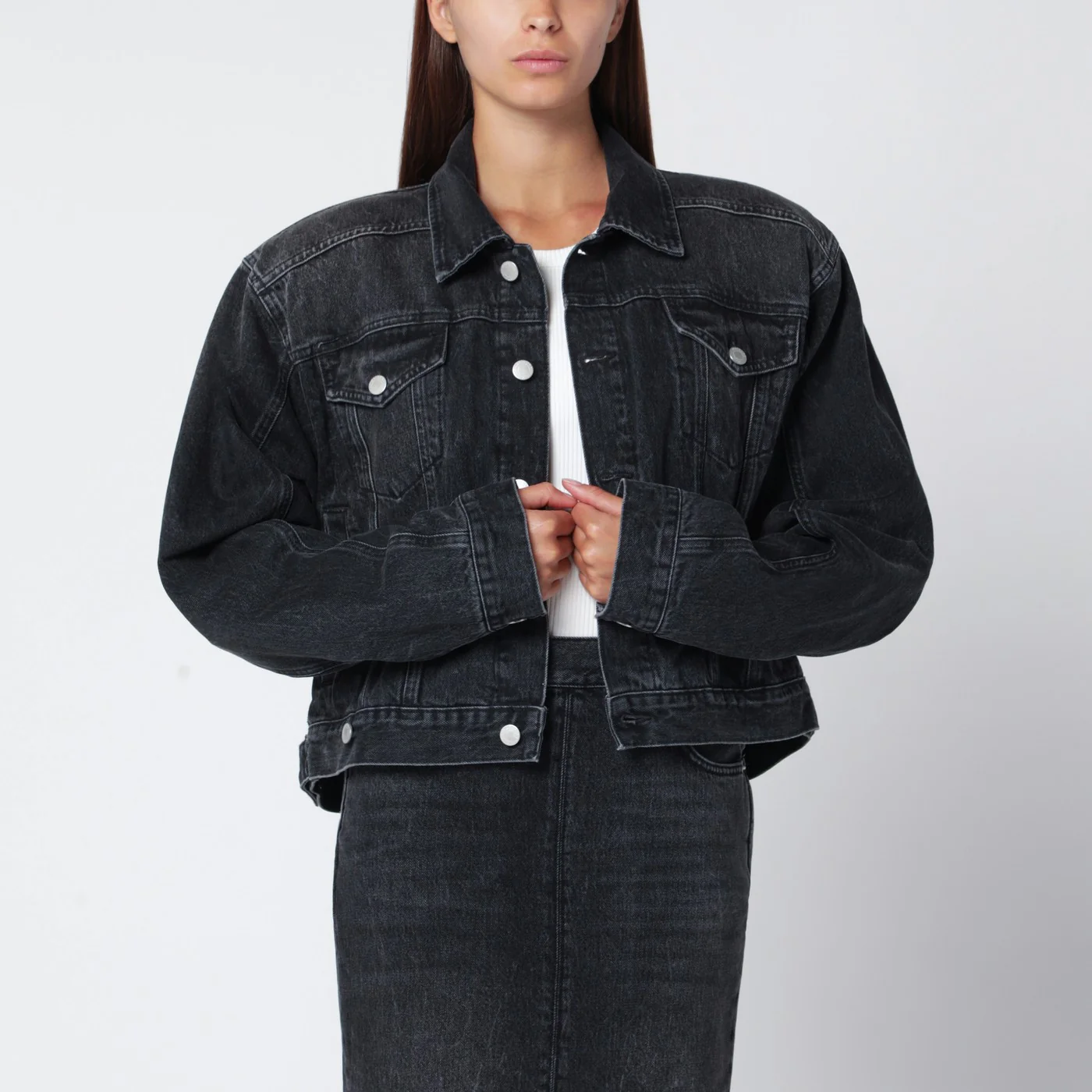 HAIKURE Black washed-effect Renee denim jacket