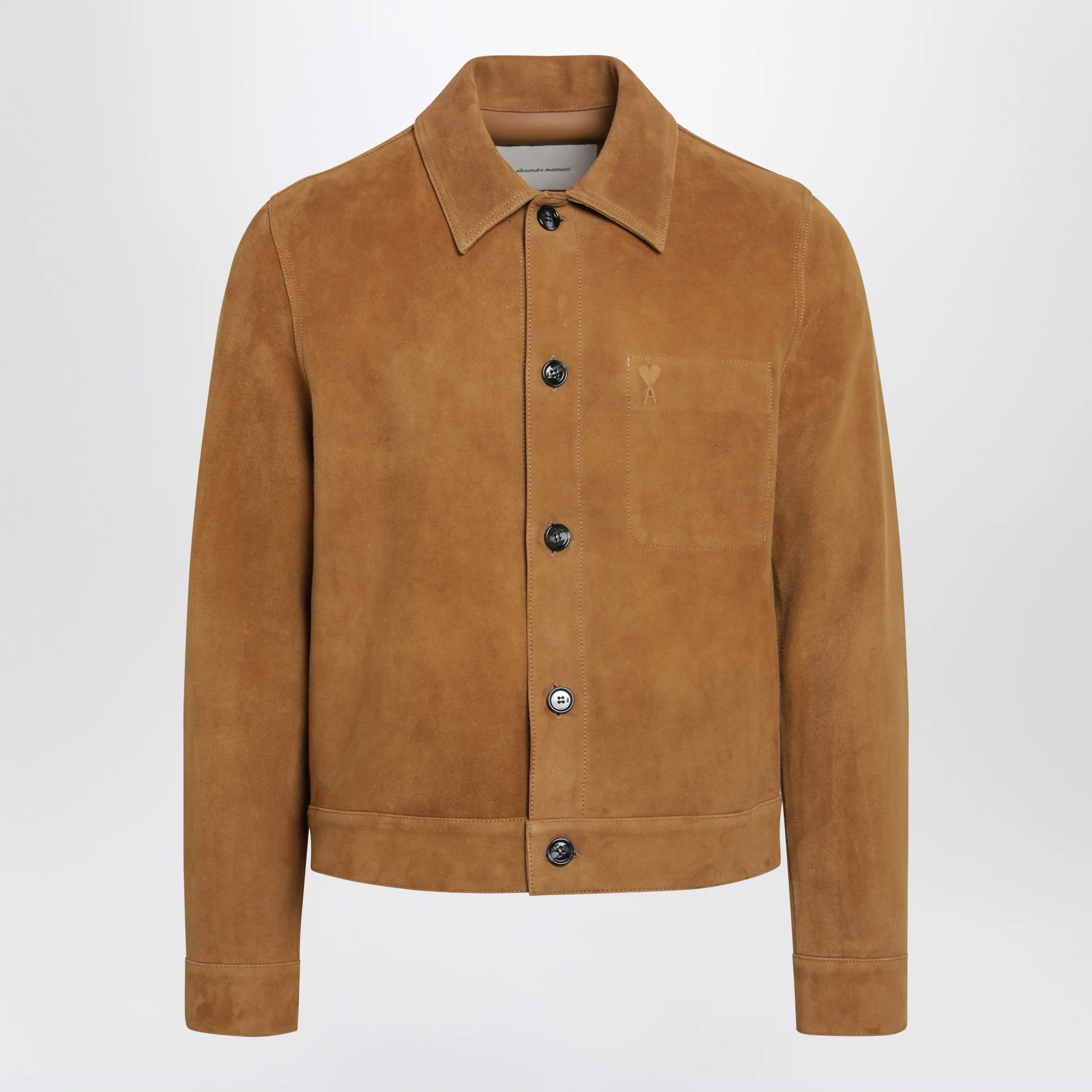 Ami Paris Ami de Coeur caramel-colored suede jacket