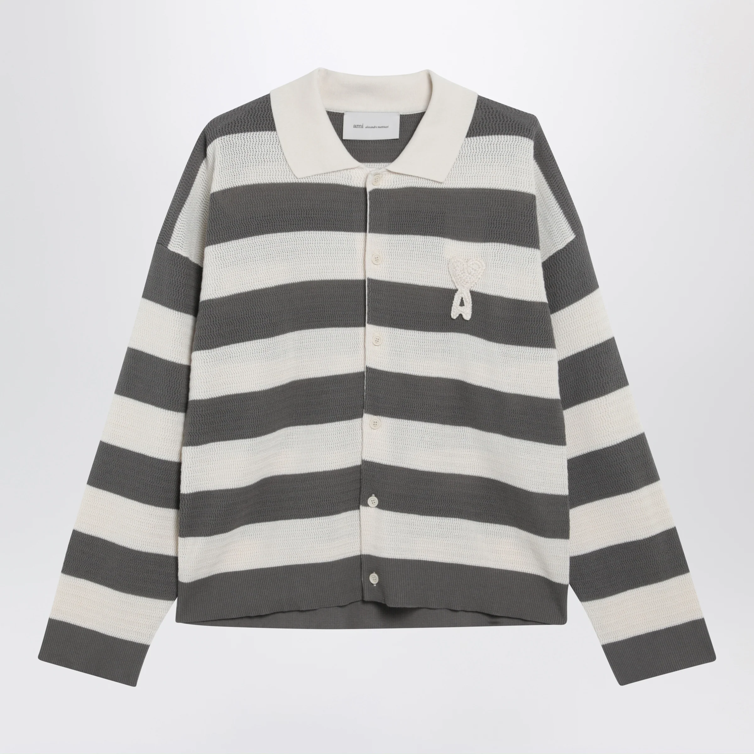 Ami Paris Ami de Coeur striped cotton knit cardigan