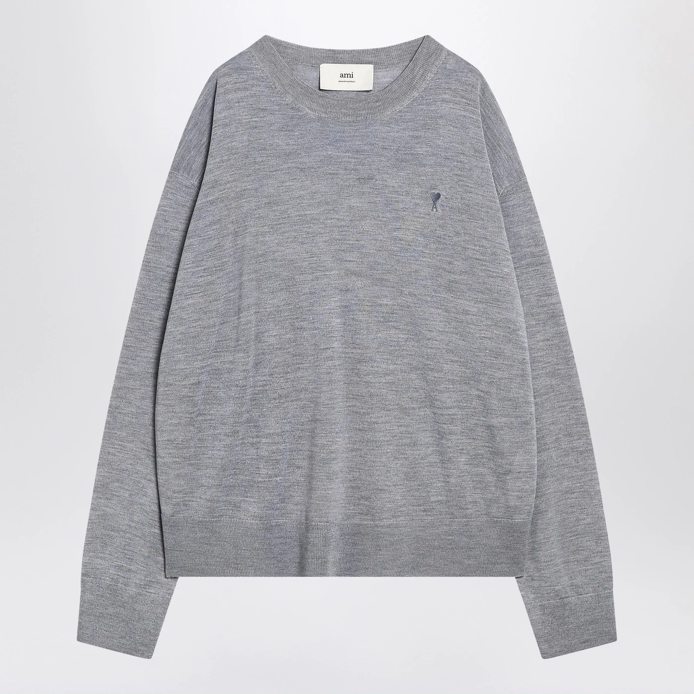 Ami Paris Gray Ami De Coeur sweater in wool and silk