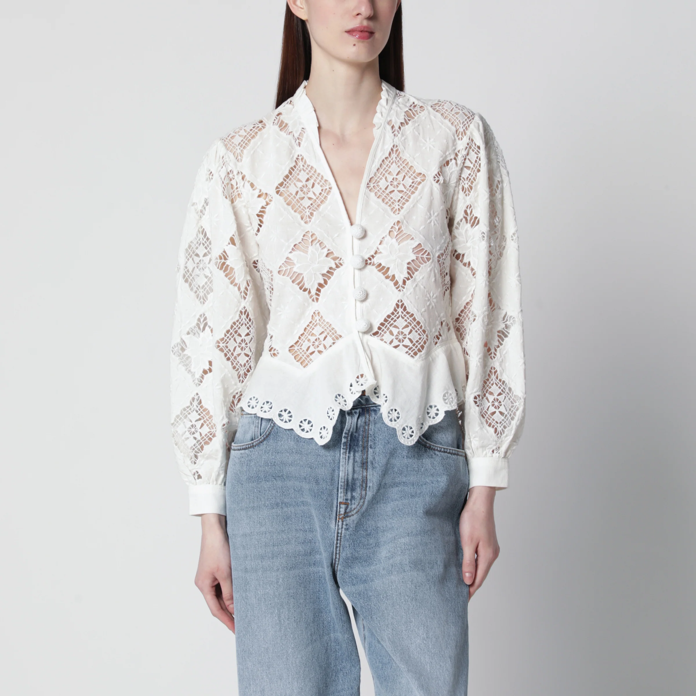 ISABEL MARANT Nina cotton and linen blouse in white