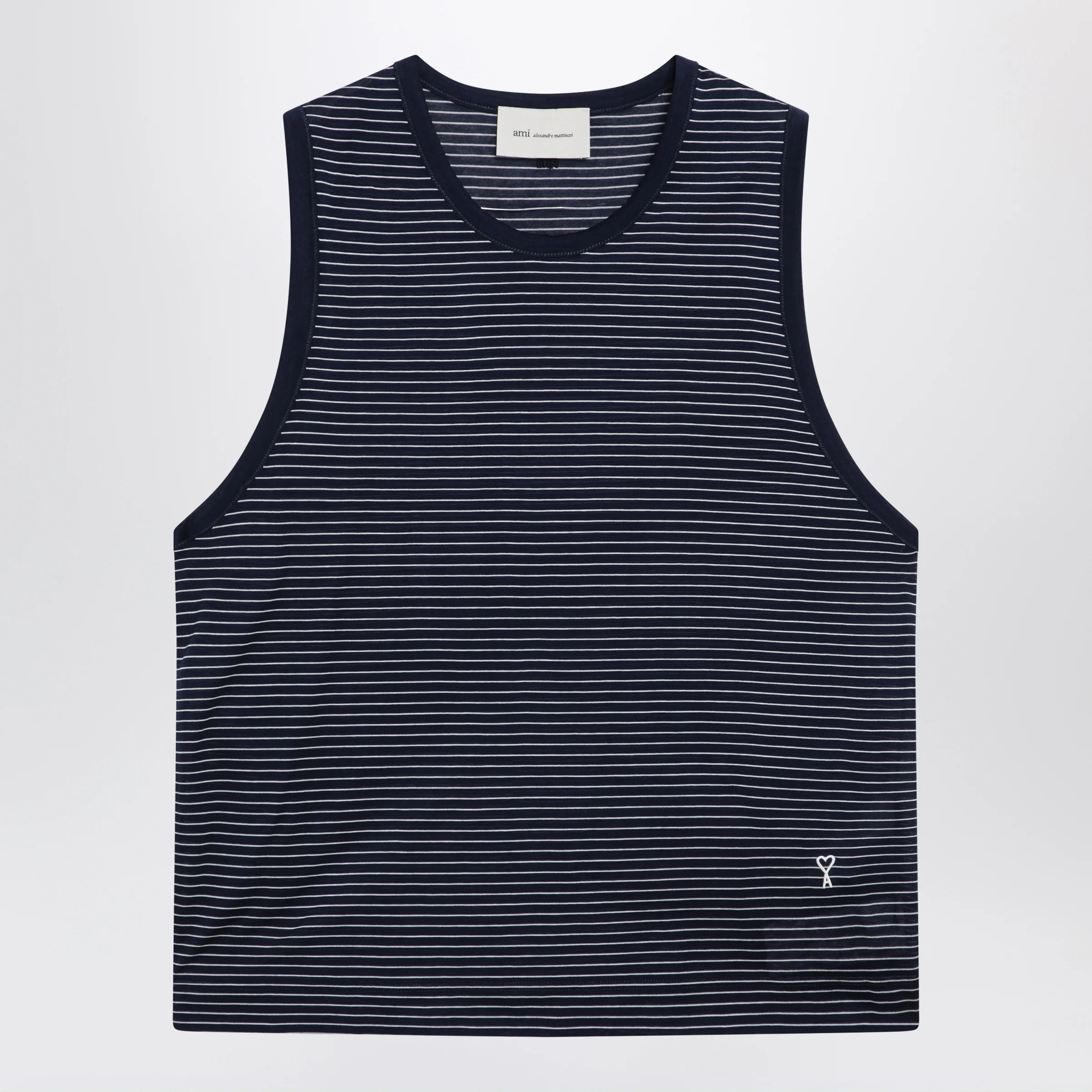 Ami Paris Striped tank top Ink/White with logo