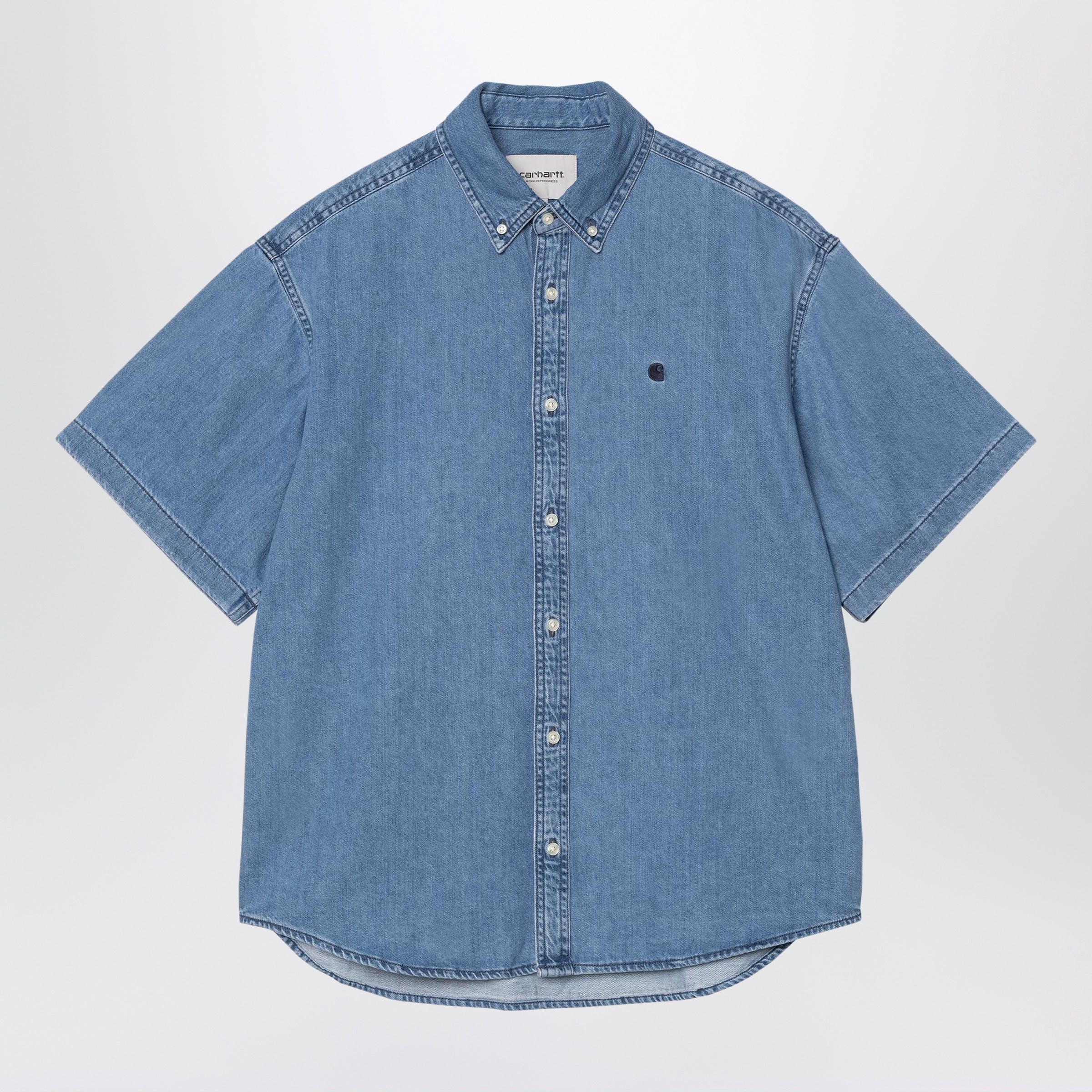 Carhartt WIP S/S Lucas shirt in Blue/Stone washed denim