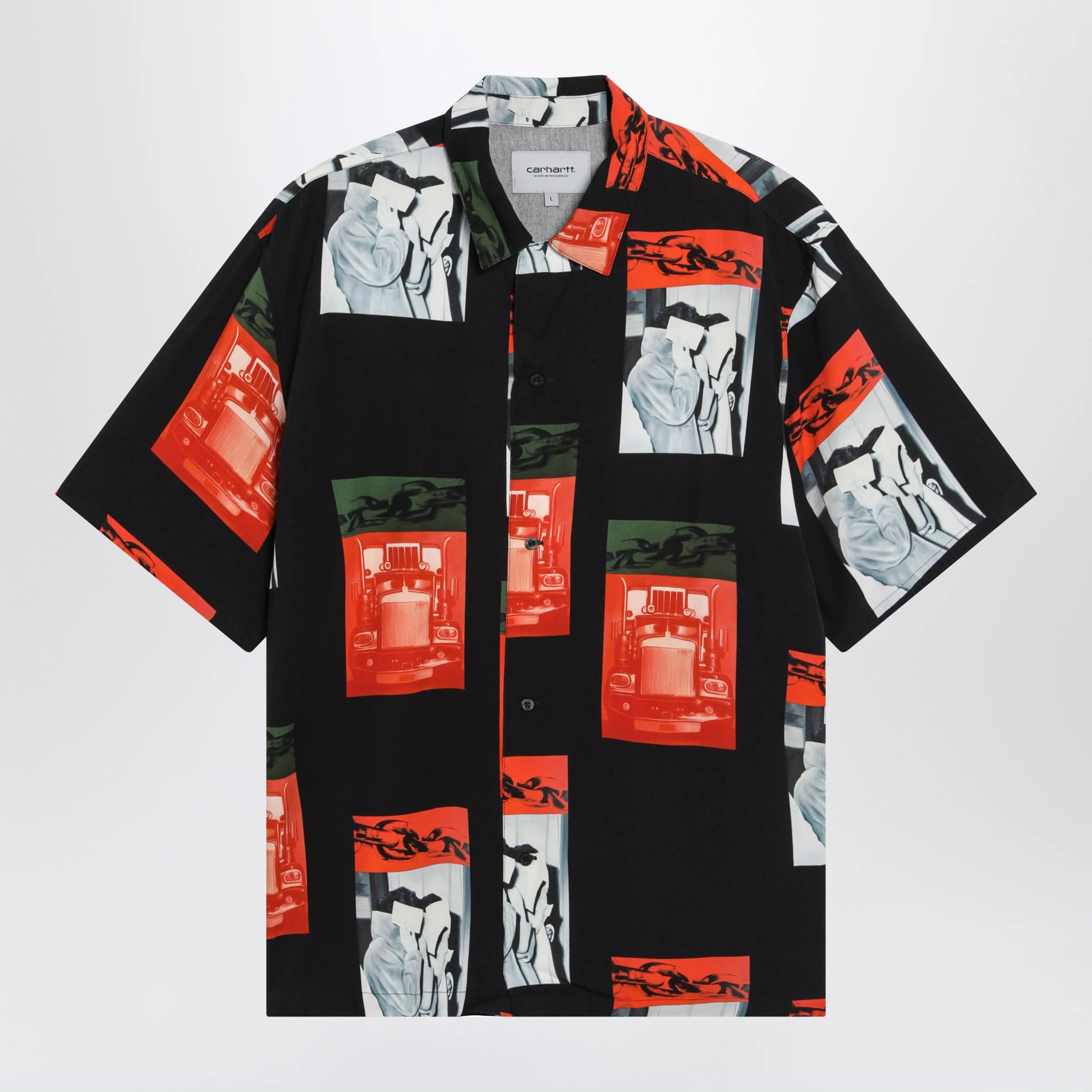 Carhartt WIP Sean Hamilton short-sleeve printed viscose shirt in black