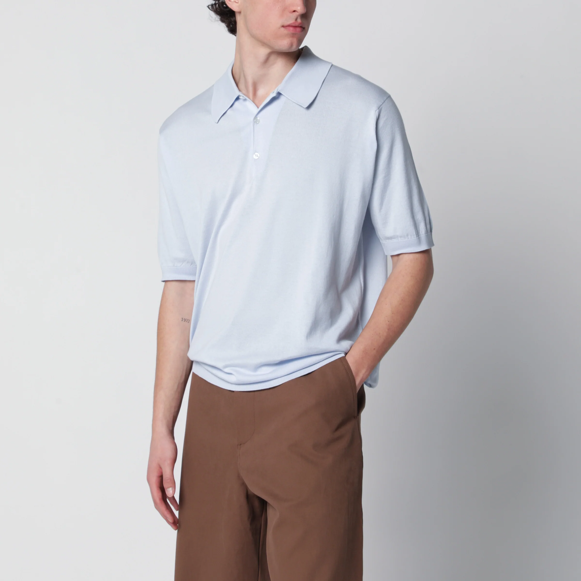 JOHN SMEDLEY Isis light blue cotton polo shirt