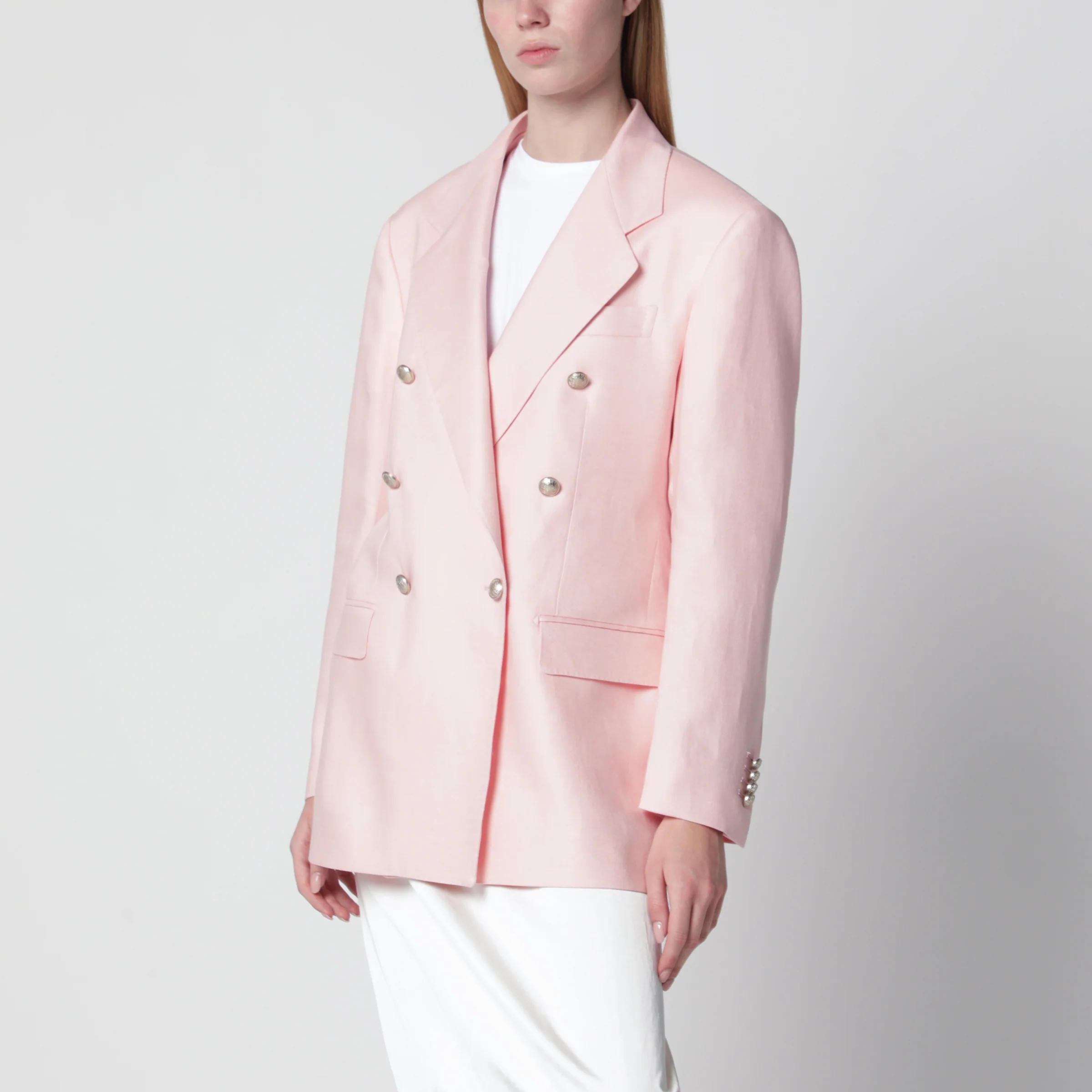 Tagliatore Single-breasted pink linen blazer