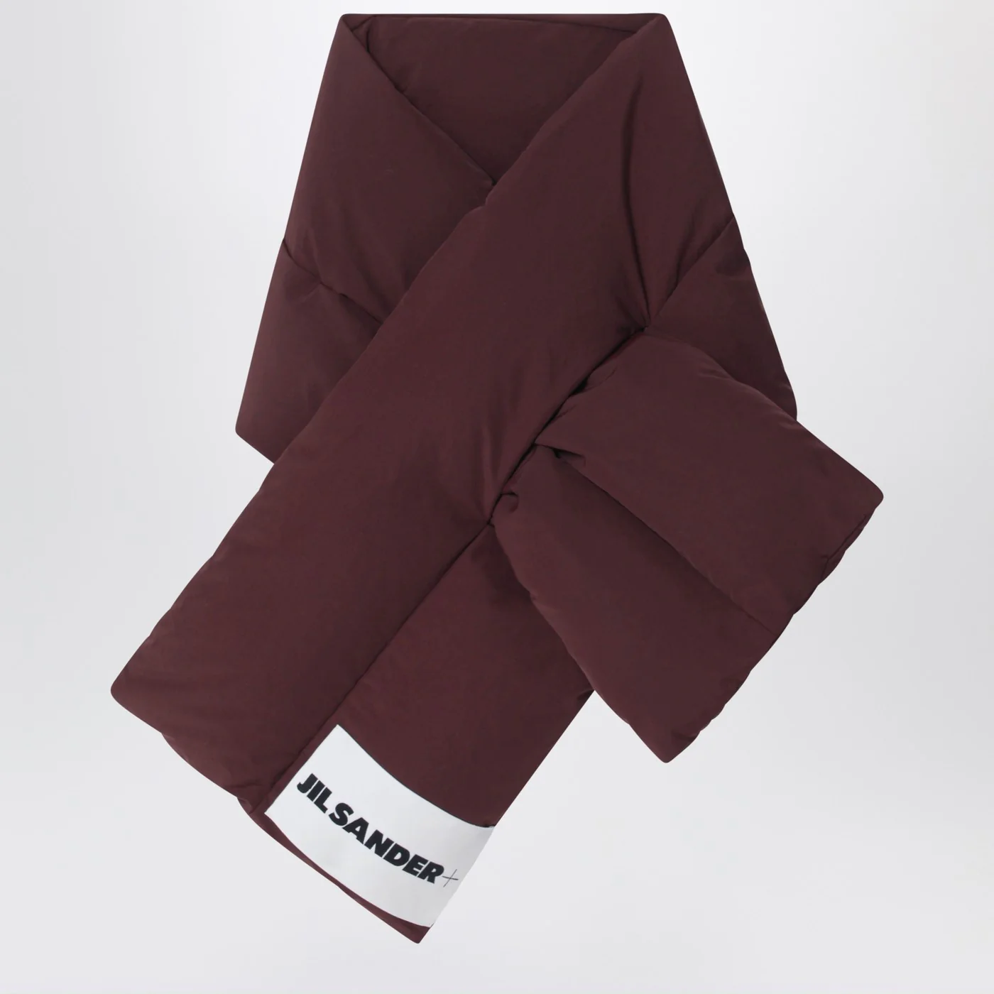 Jil Sander Plum padded scarf with logo