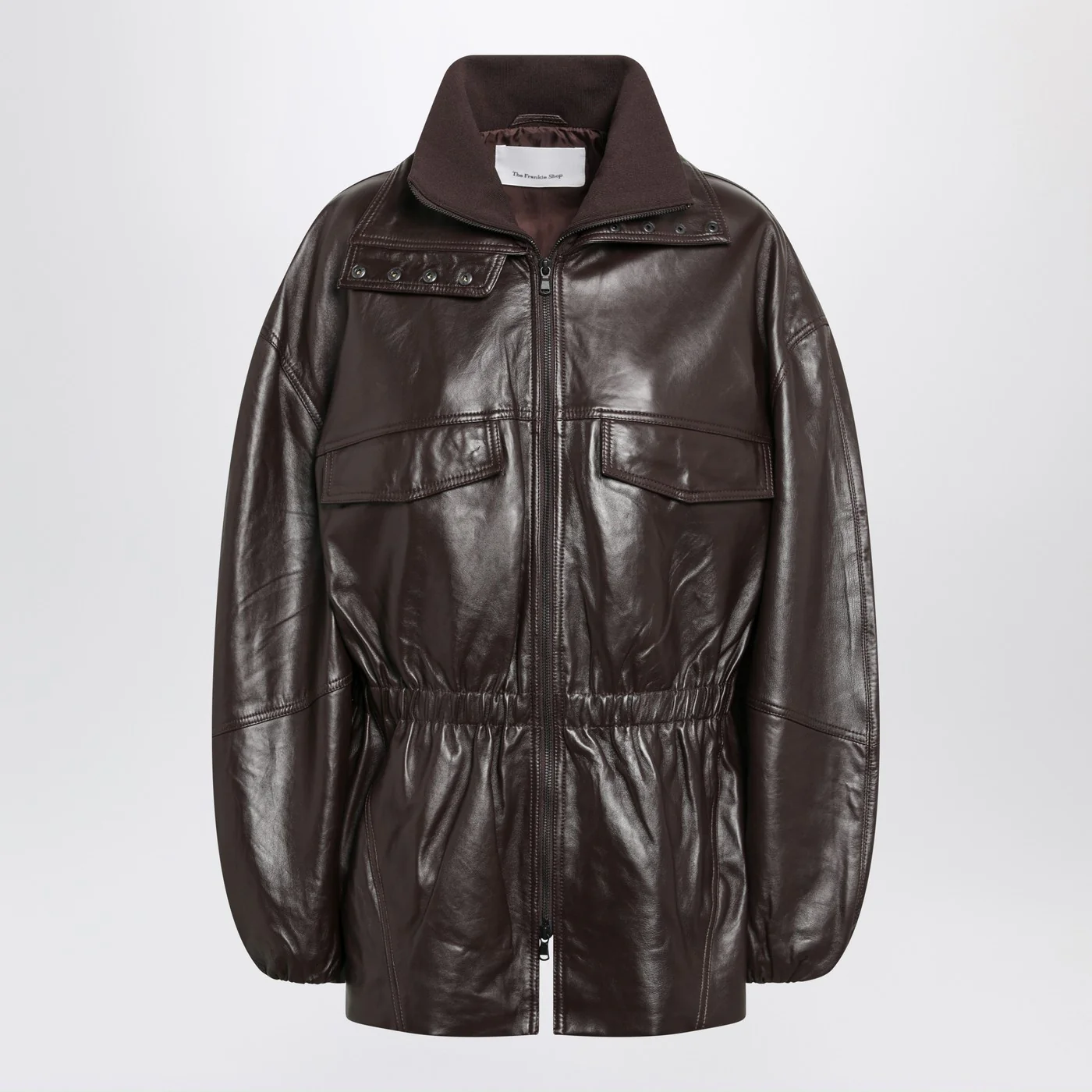 The Frankie Shop Plum Carnaby leather jacket