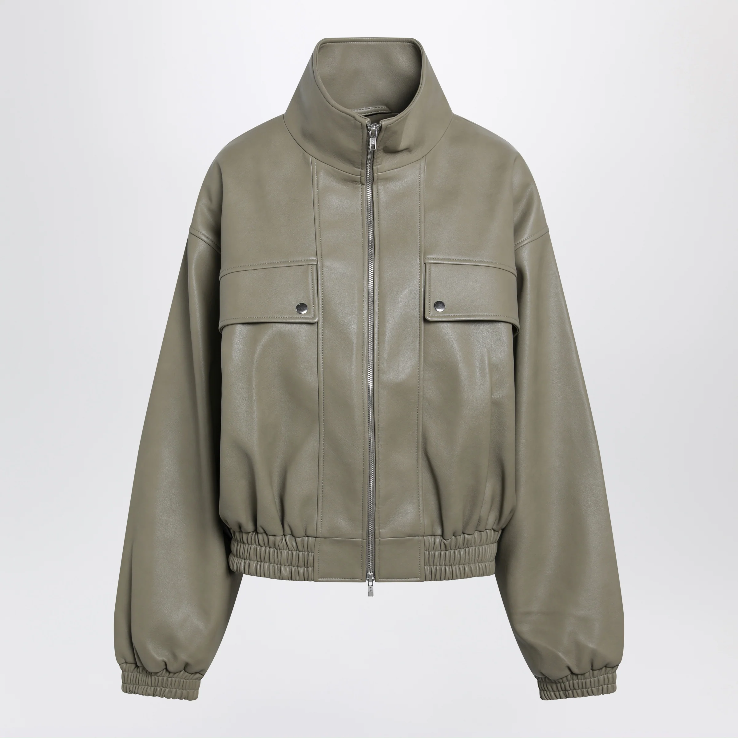 The Frankie Shop Nolita faux leather bomber jacket in sage