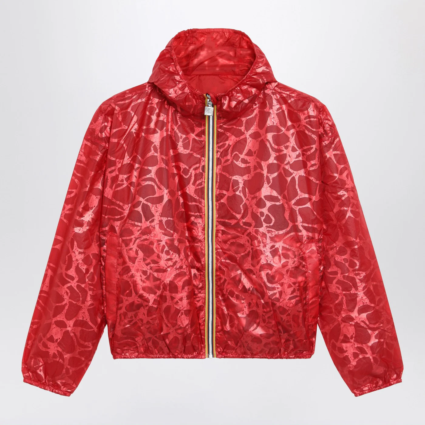 K-Way Red Laurette jacket with laminated print