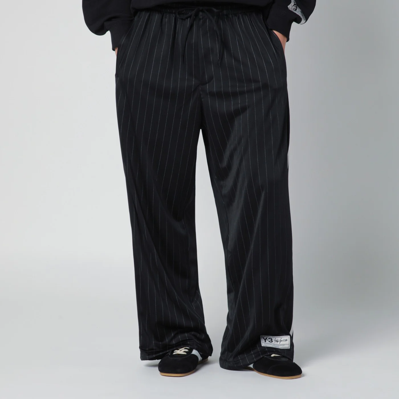 adidas Y-3 Black pinstripe jogging trousers