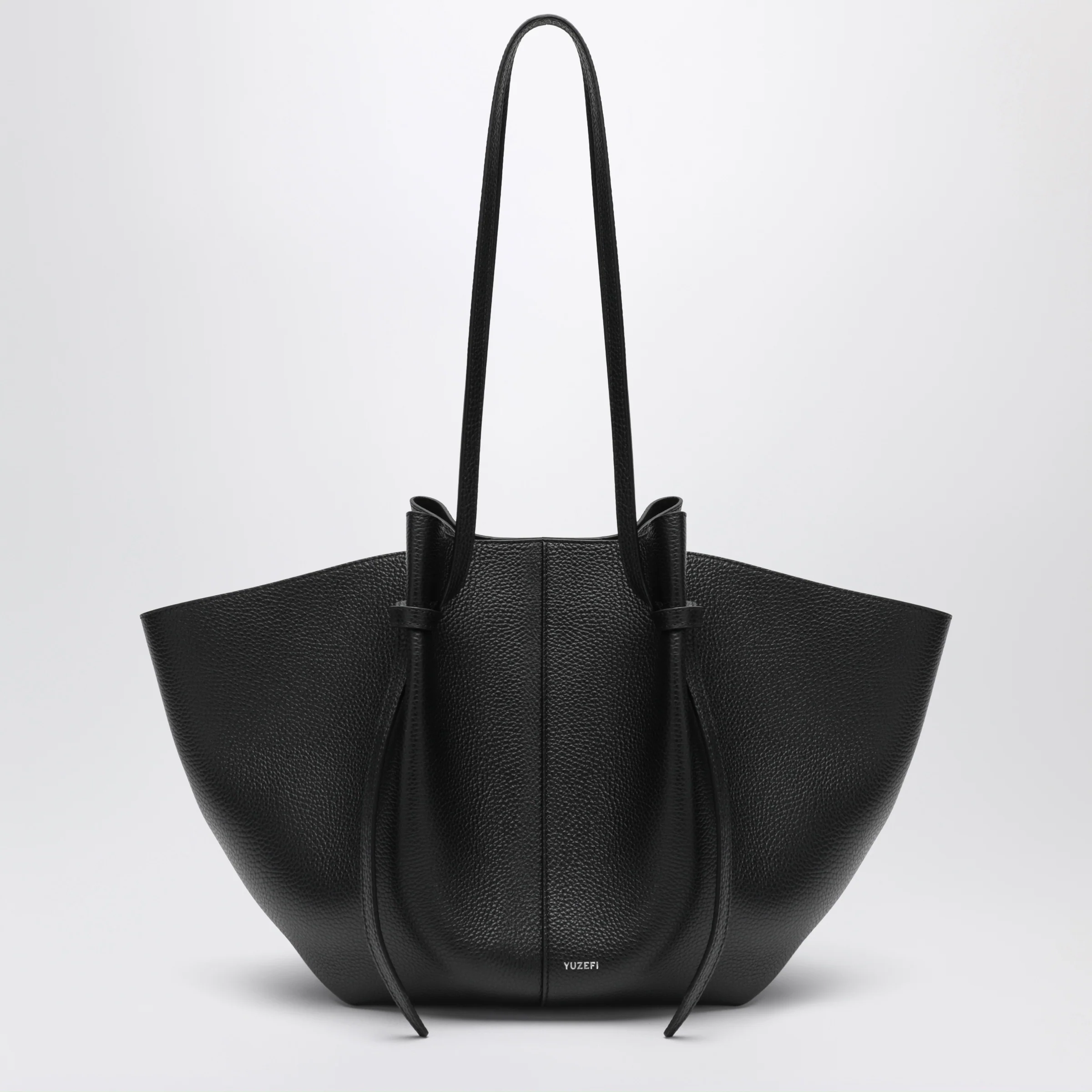 Yuzefi Large Mochi Bag in Black Pebble-Grained Leather