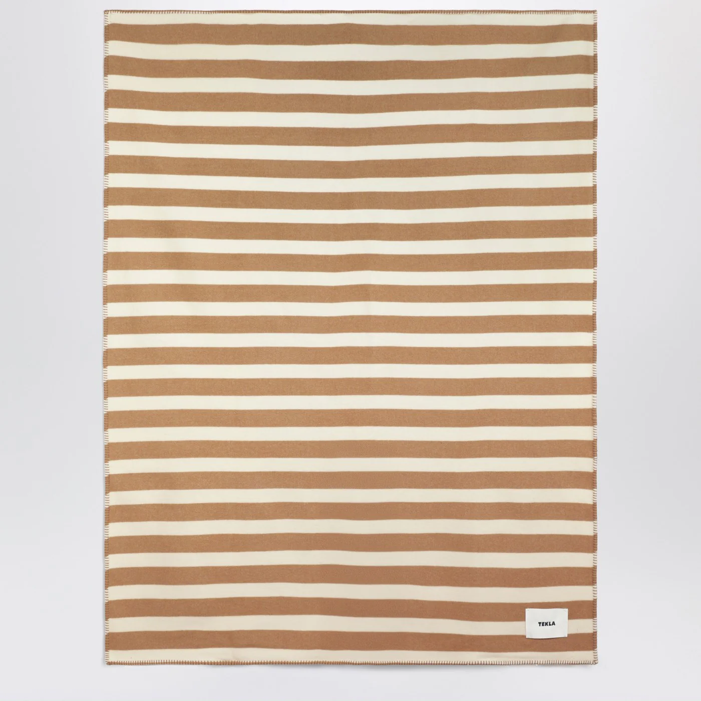 Tekla Ivory and beige striped wool blanket 130x180