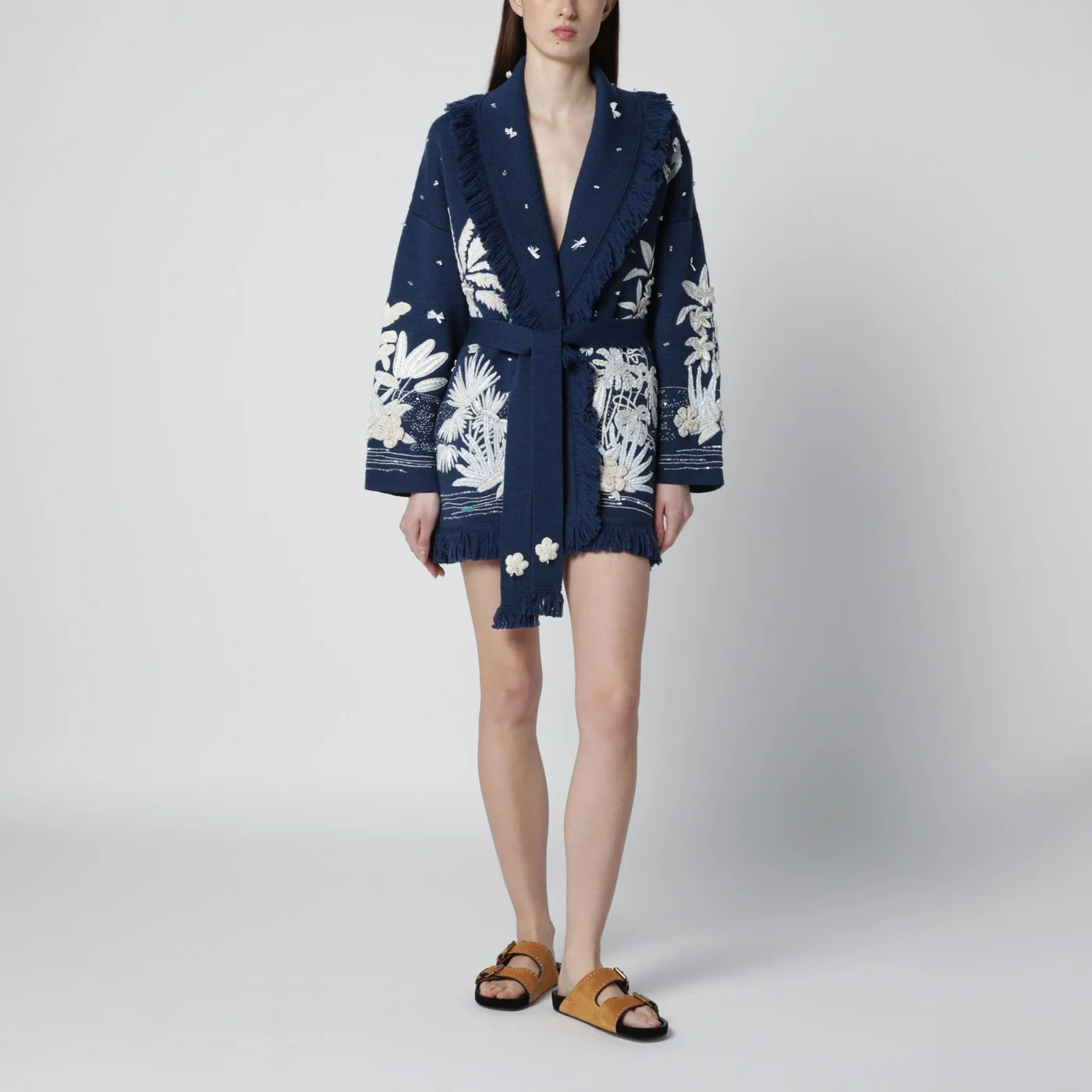 Alanui Postcard From Paradise cardigan Deep Blue/White Pearl