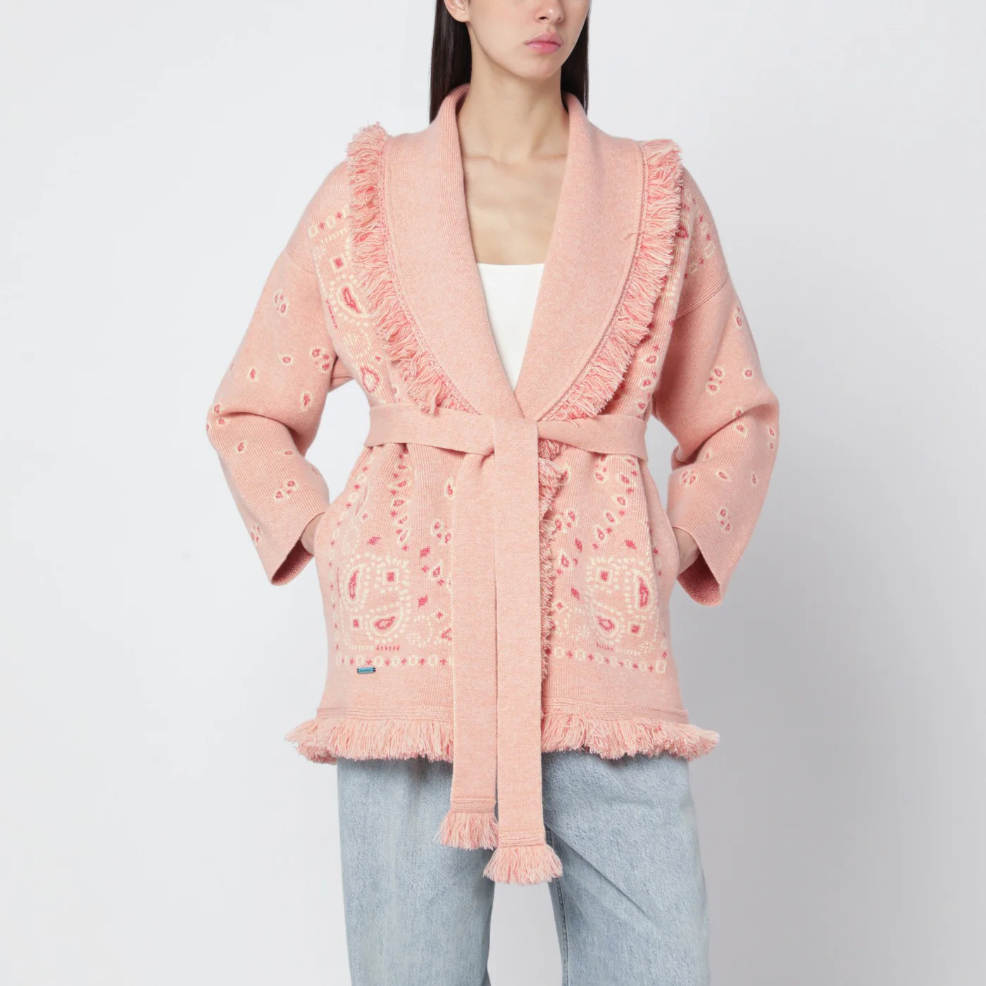 Alanui Salmon pink paisley cardigan