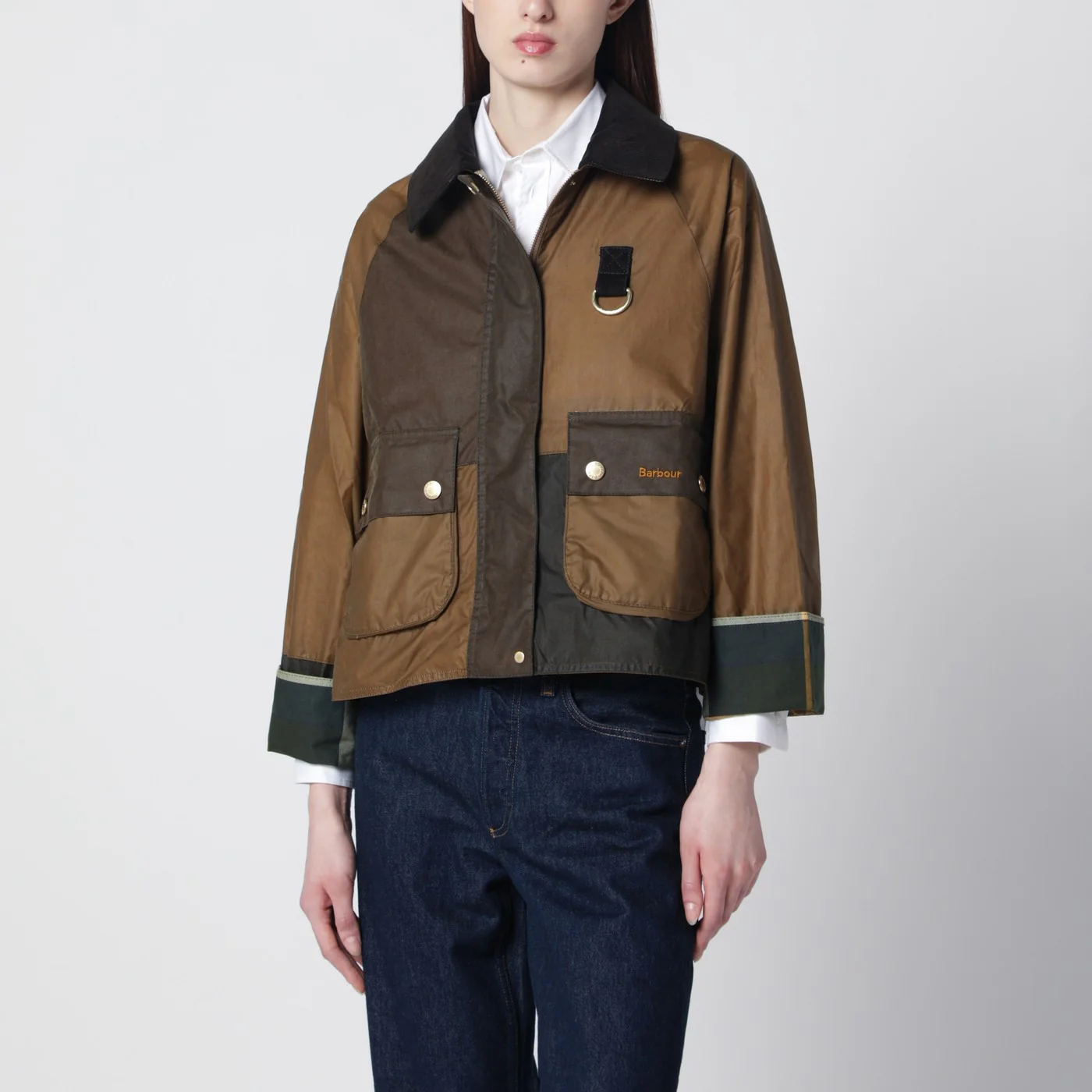 Barbour Alma jacket sand beige/olive green in waxed cotton