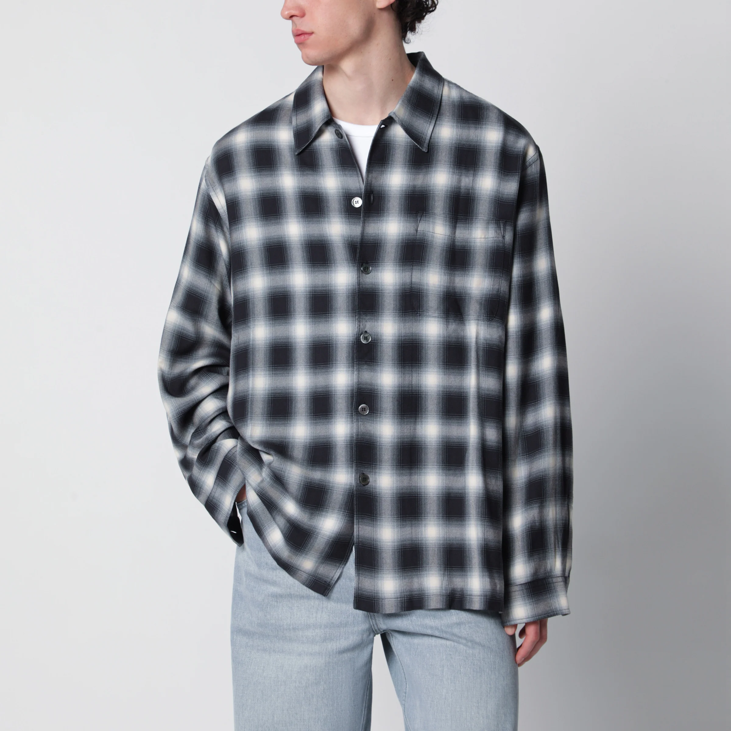 Our Legacy Every Shirt Reno Cowboy relaxed-fit checked viscose shirt in black