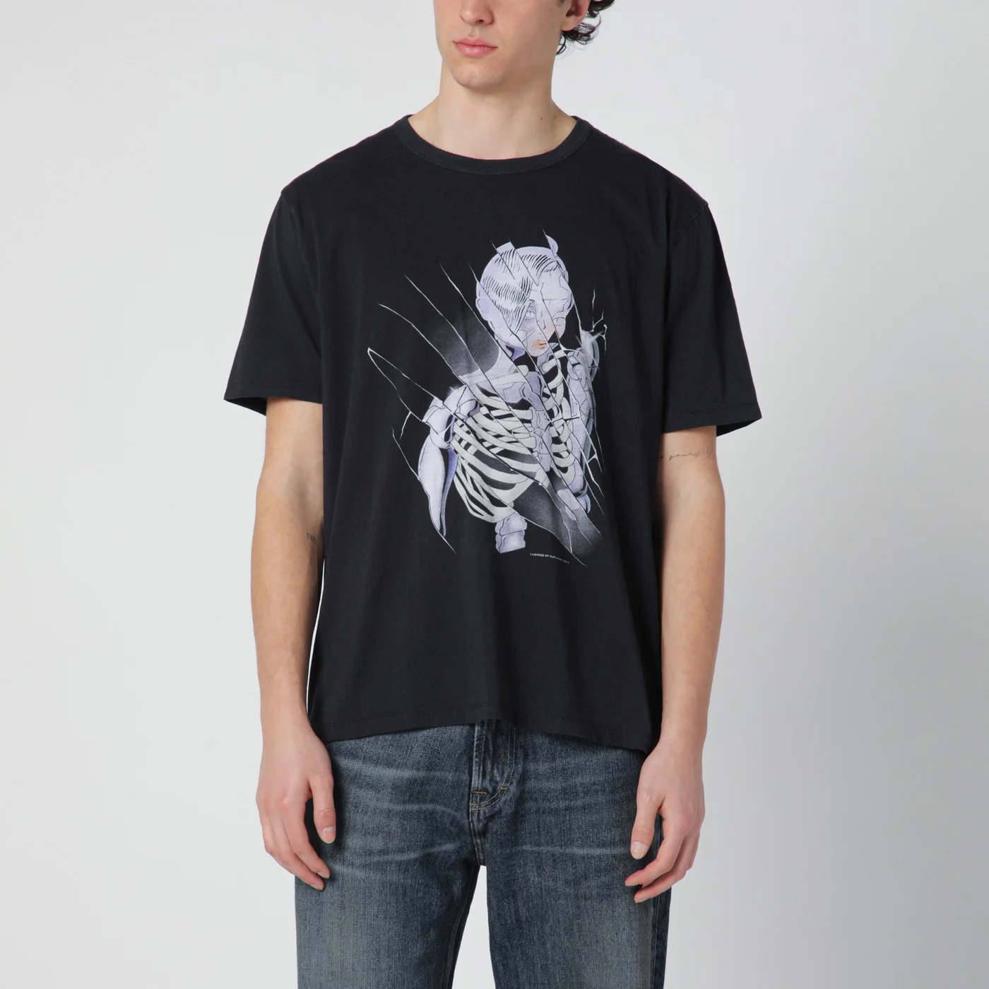 Our Legacy Black T-shirt with Cybernetic Angel print