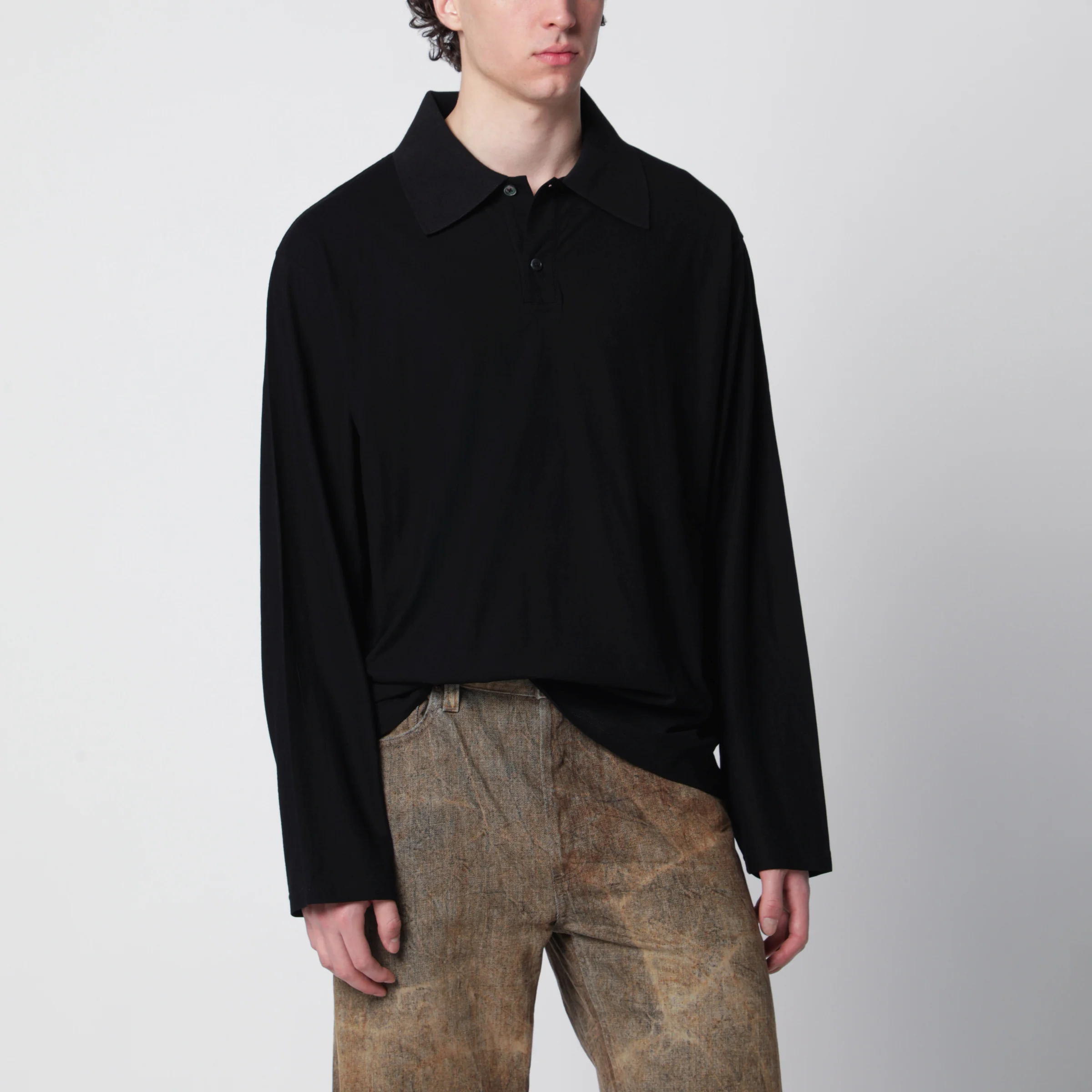 Our Legacy High Twist rugby shirt in black cotton jersey