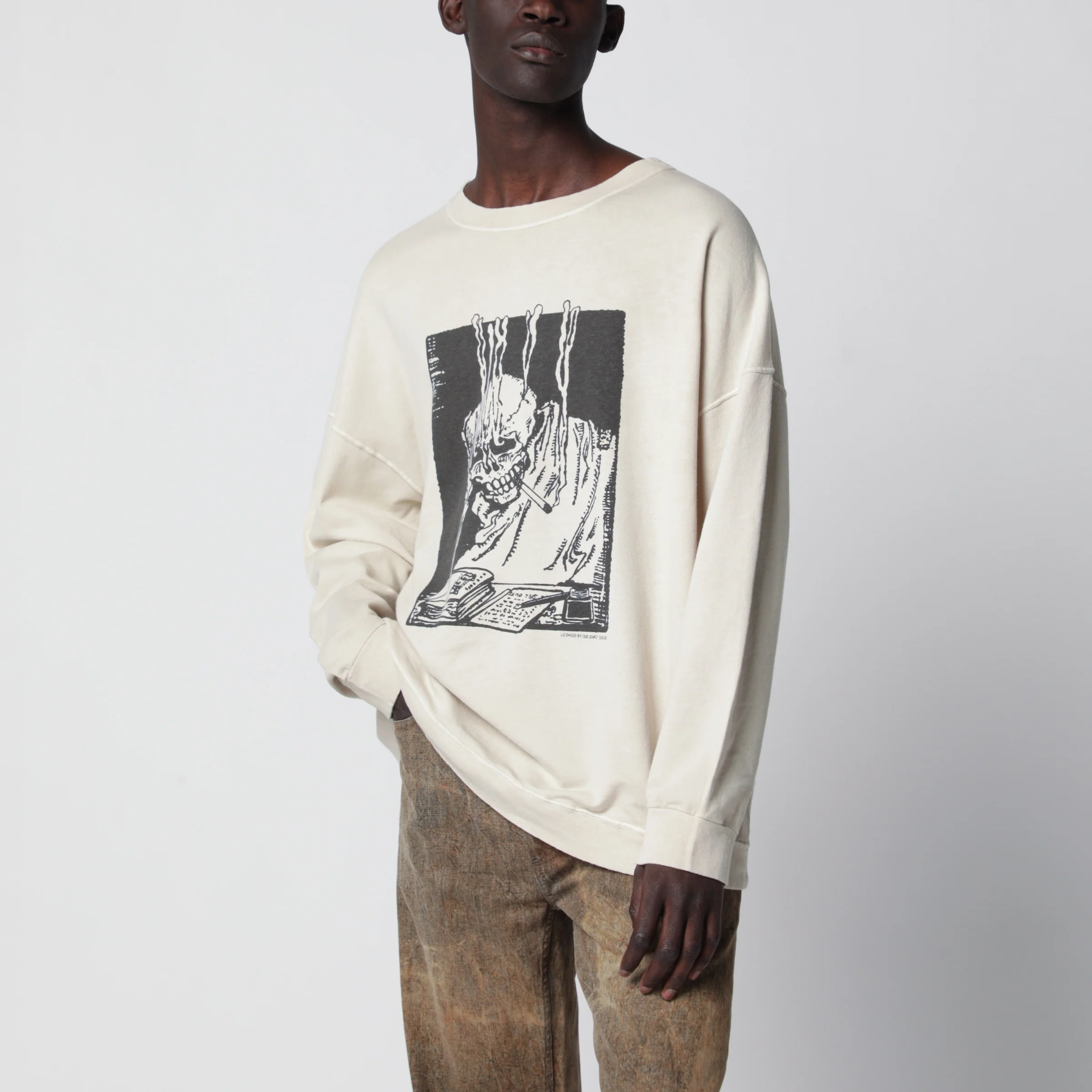 Our Legacy Slack sweatshirt with Angry Fan Mail print in black