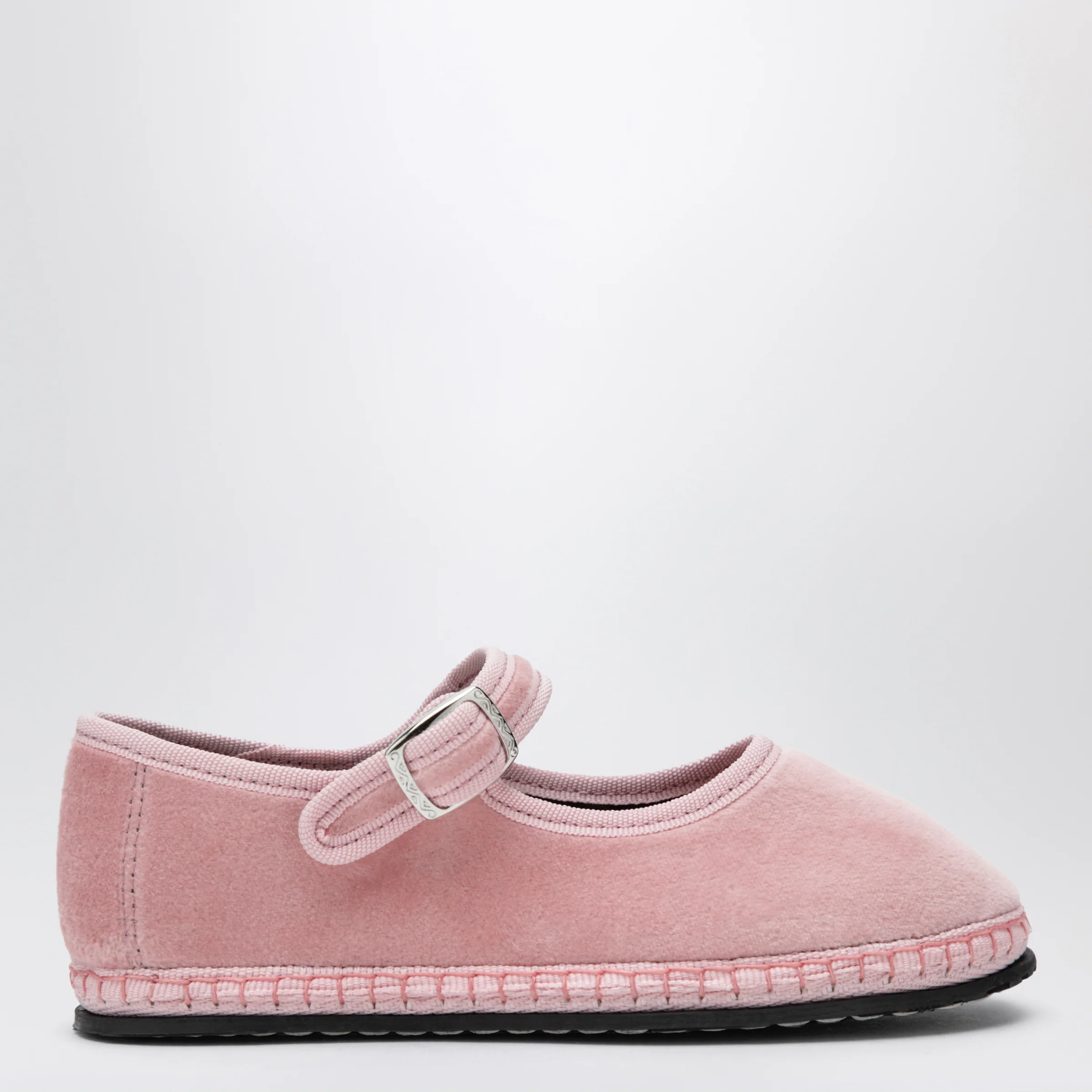 PIEDATERRE Pink velvet Mary Jane shoes